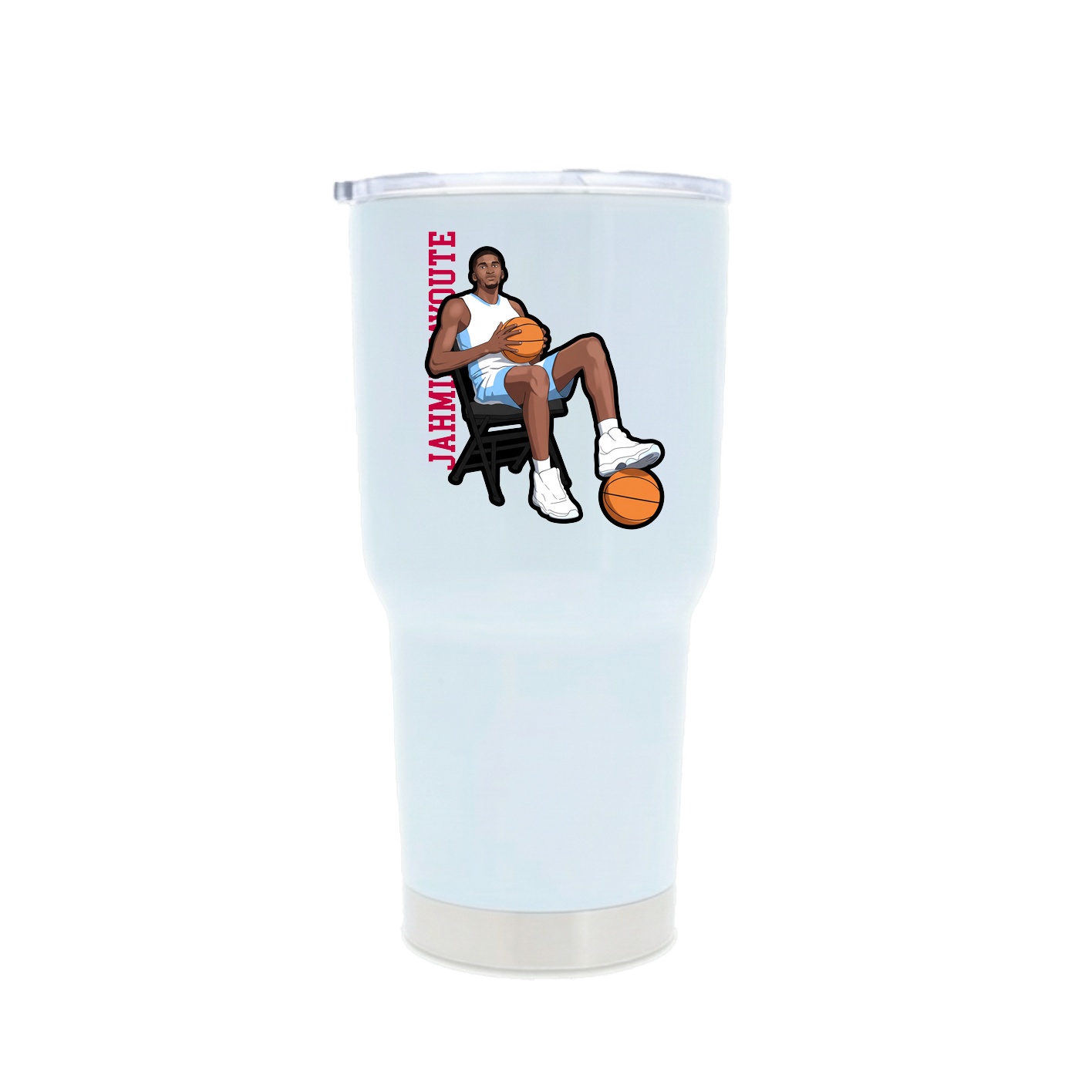 30oz Stainless Steel Tumbler — Name Vertical in White
