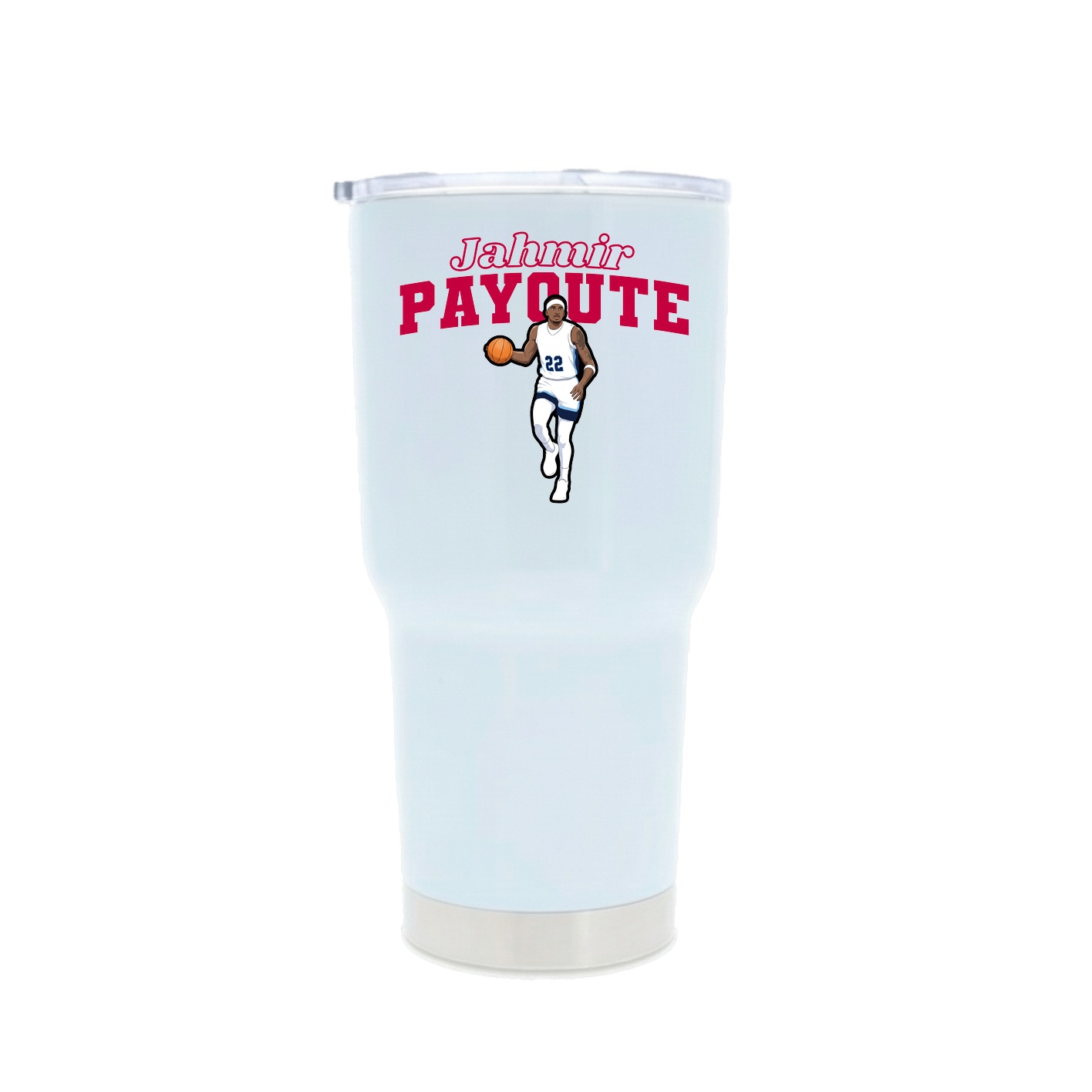 30oz Stainless Steel Tumbler — Name Arch in White