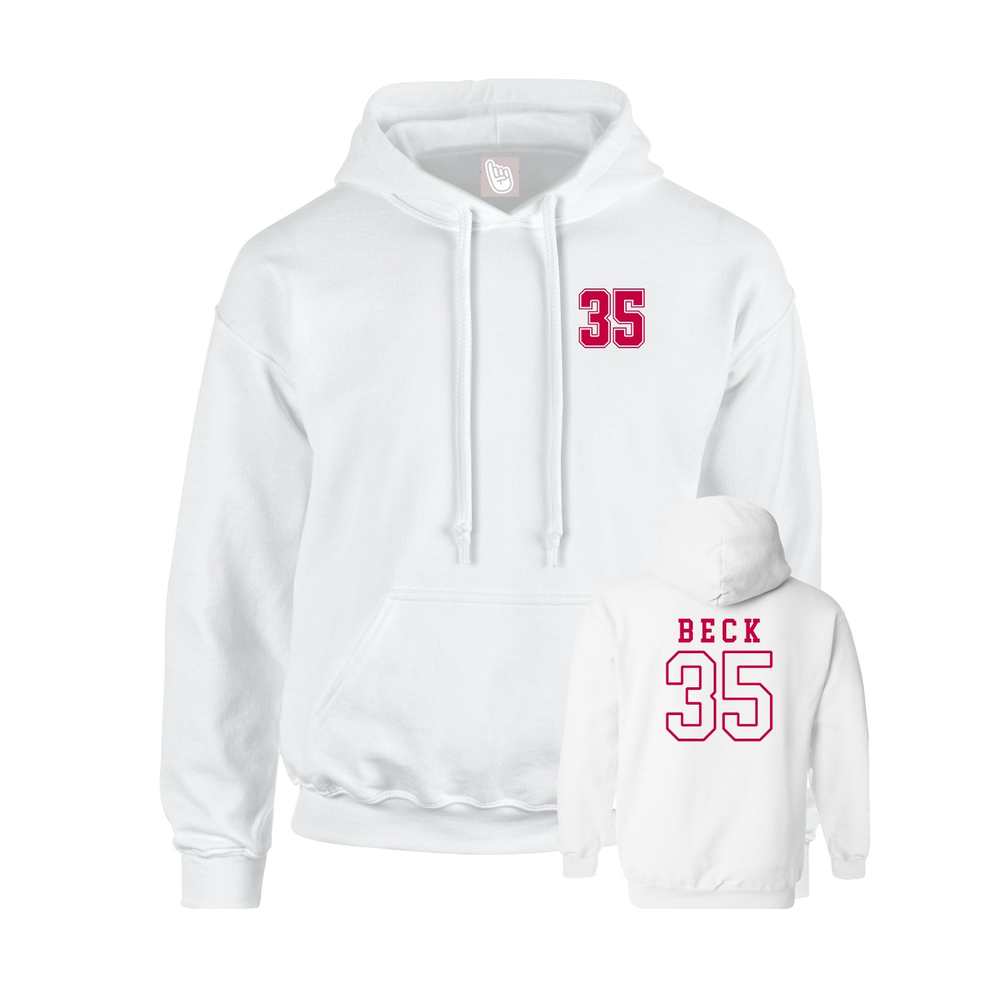Youth Hoodie — Chest Back in White