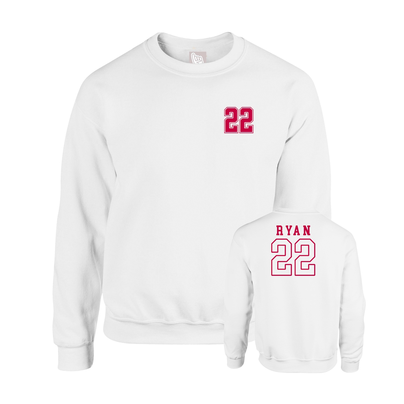 Fleece Crew — Chest Back in White
