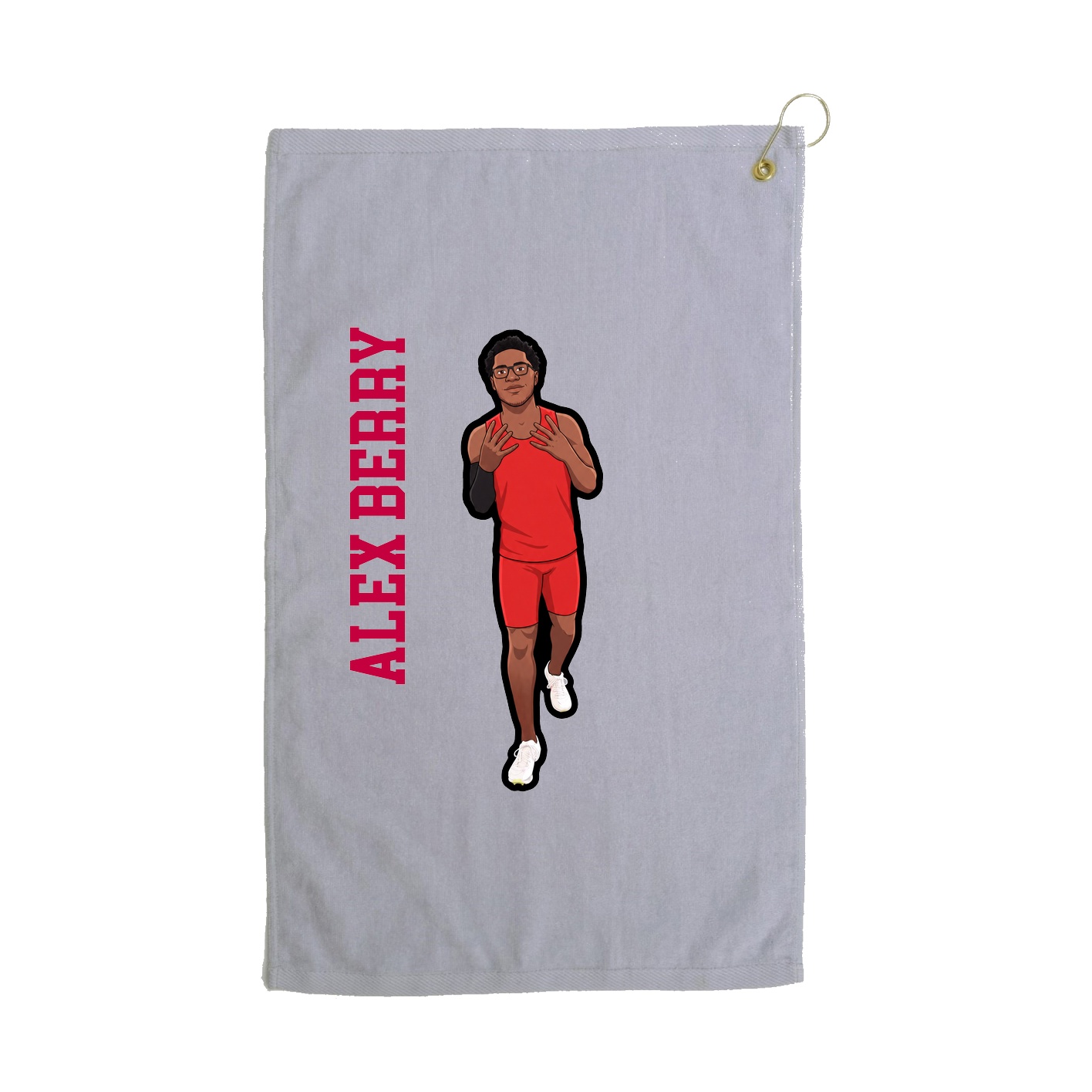 Golf Towel — Name Vertical in Grey