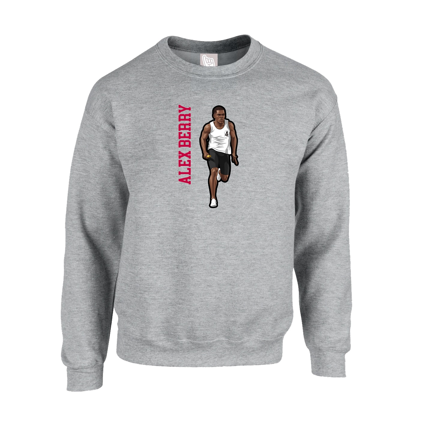 Fleece Crew — Name Vertical in Grey