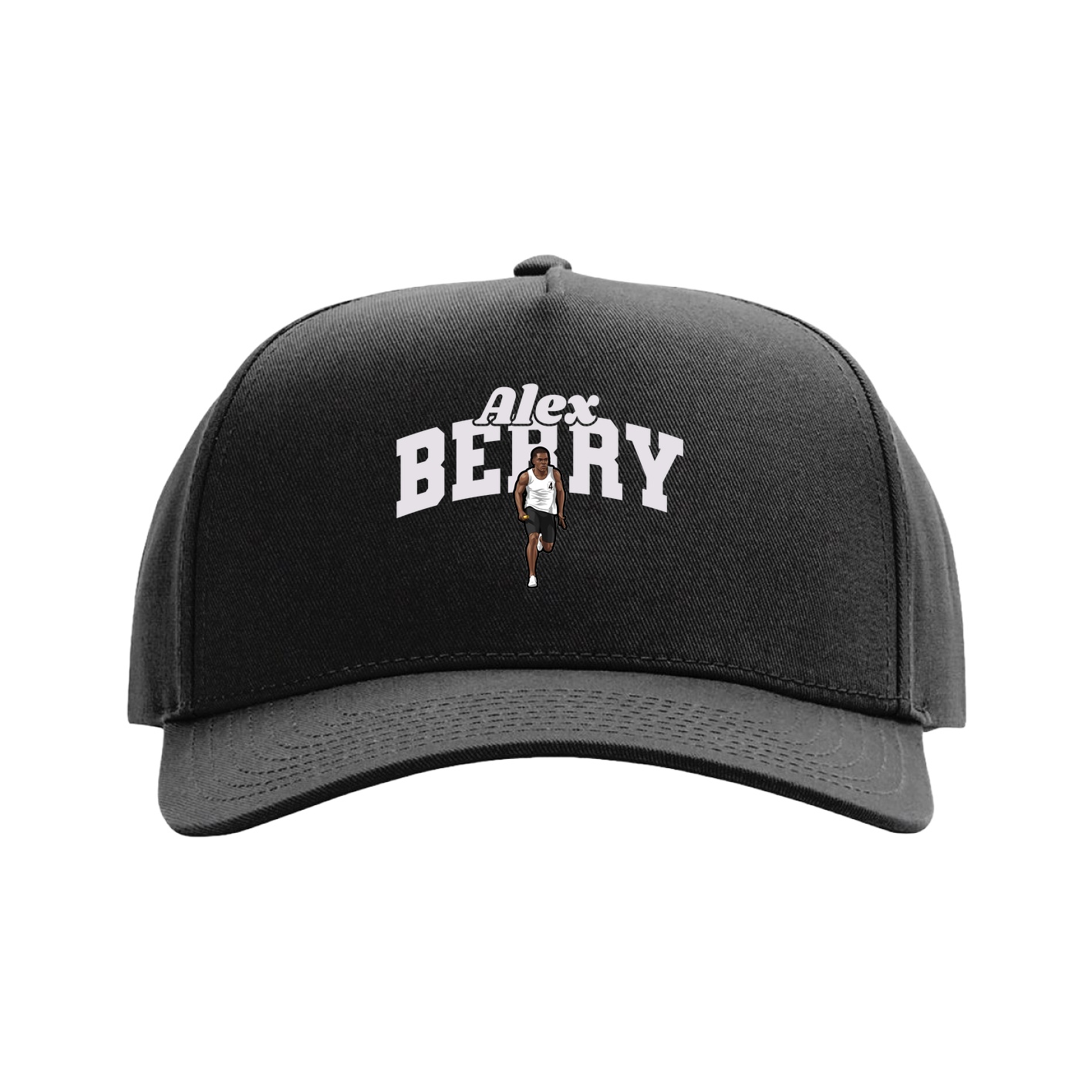 Full Fabric Five-Panel Champ Cap — Signature Arch in Black