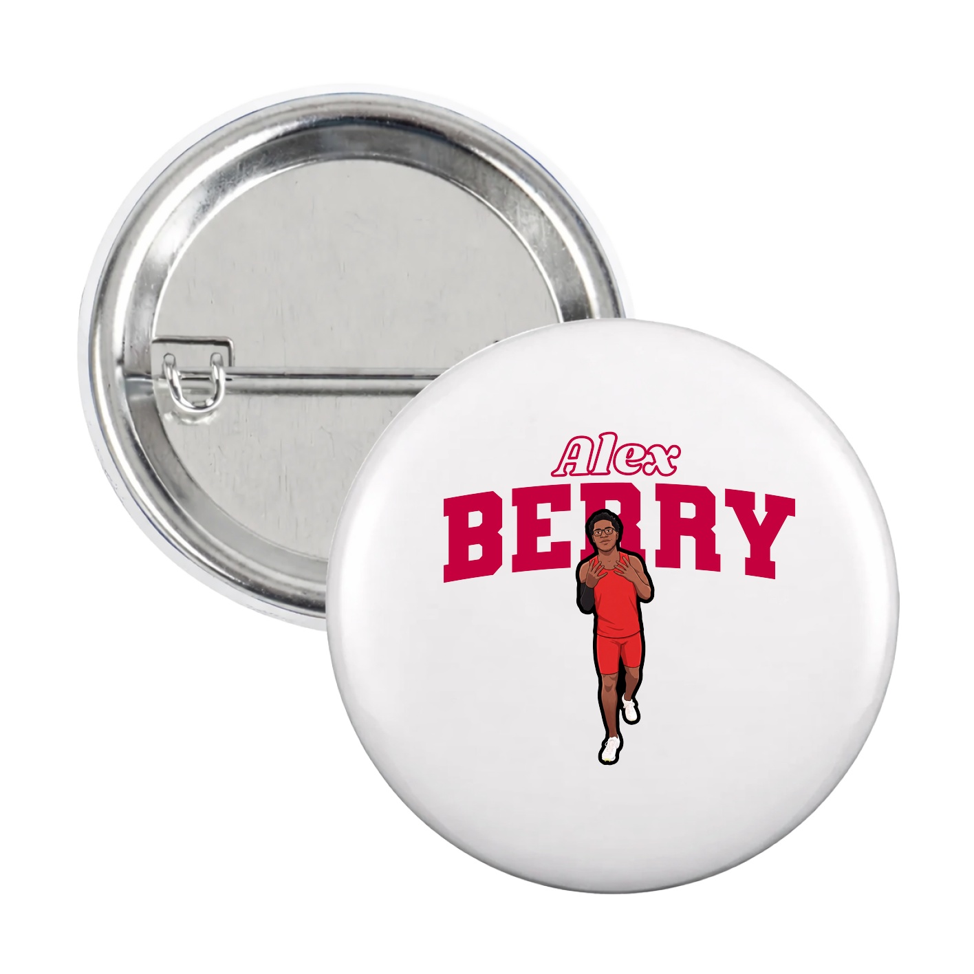 Game Day Button — Name Arch in White