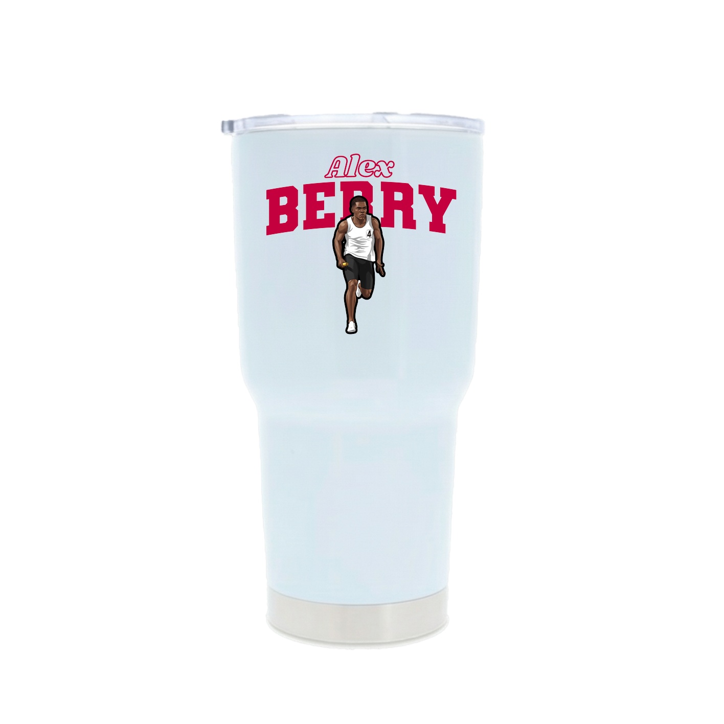 30oz Stainless Steel Tumbler — Name Arch in White