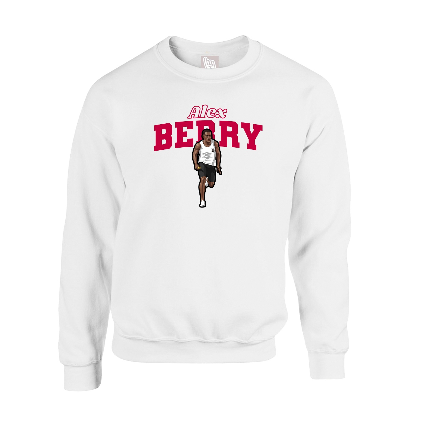Fleece Crew — Name Arch in White