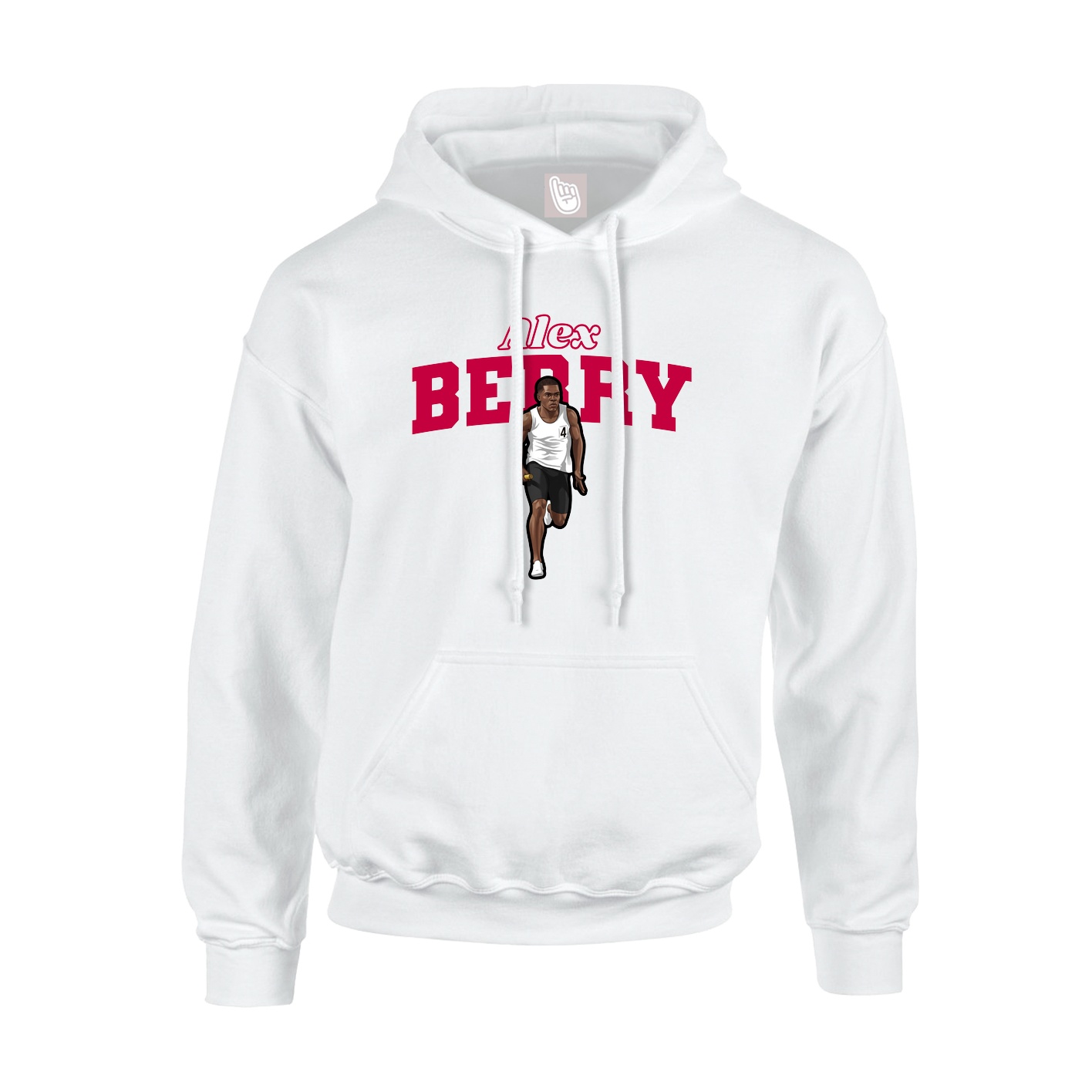 Youth Hoodie — Name Arch in White