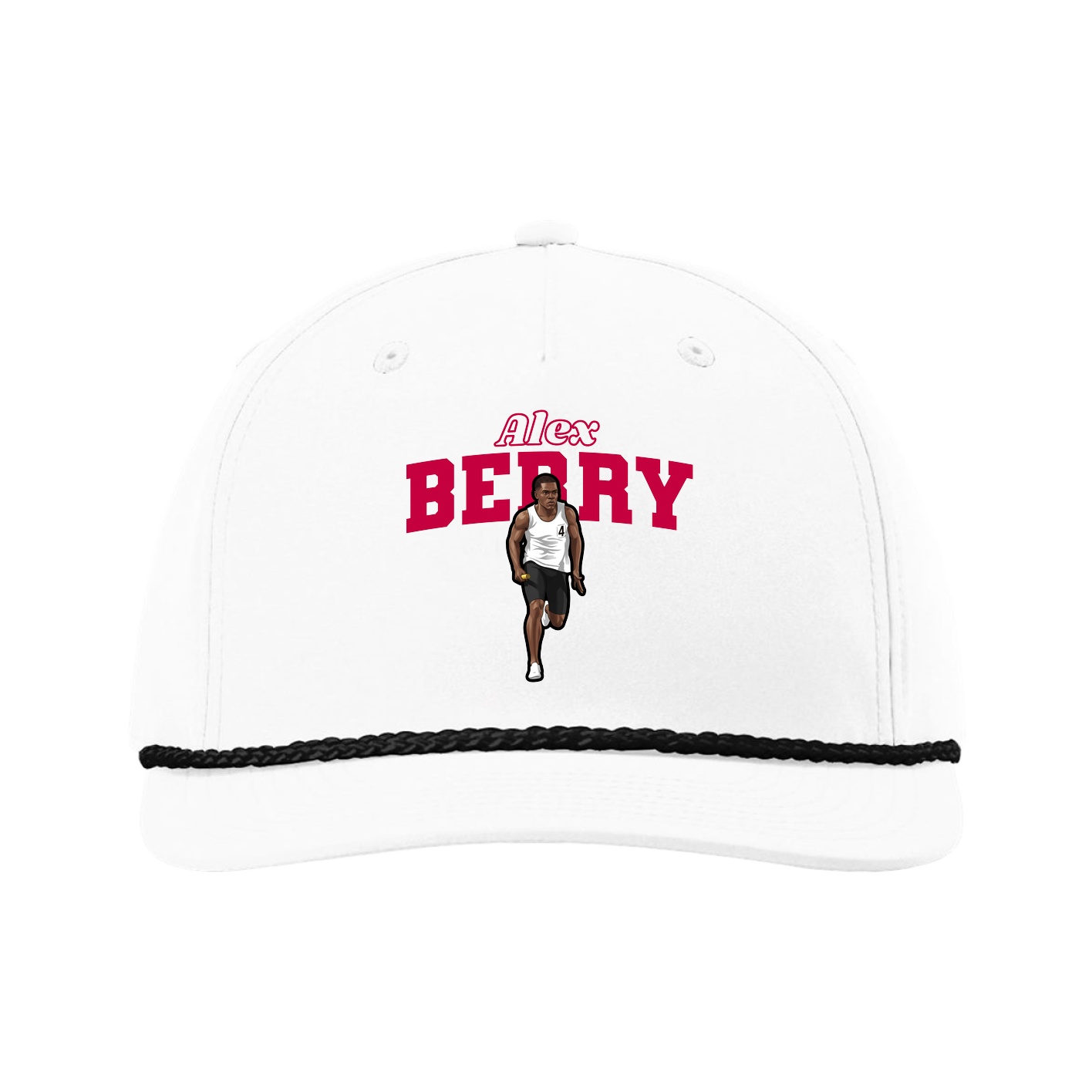 Five-Panel Classic Rope Cap — Name Arch in White