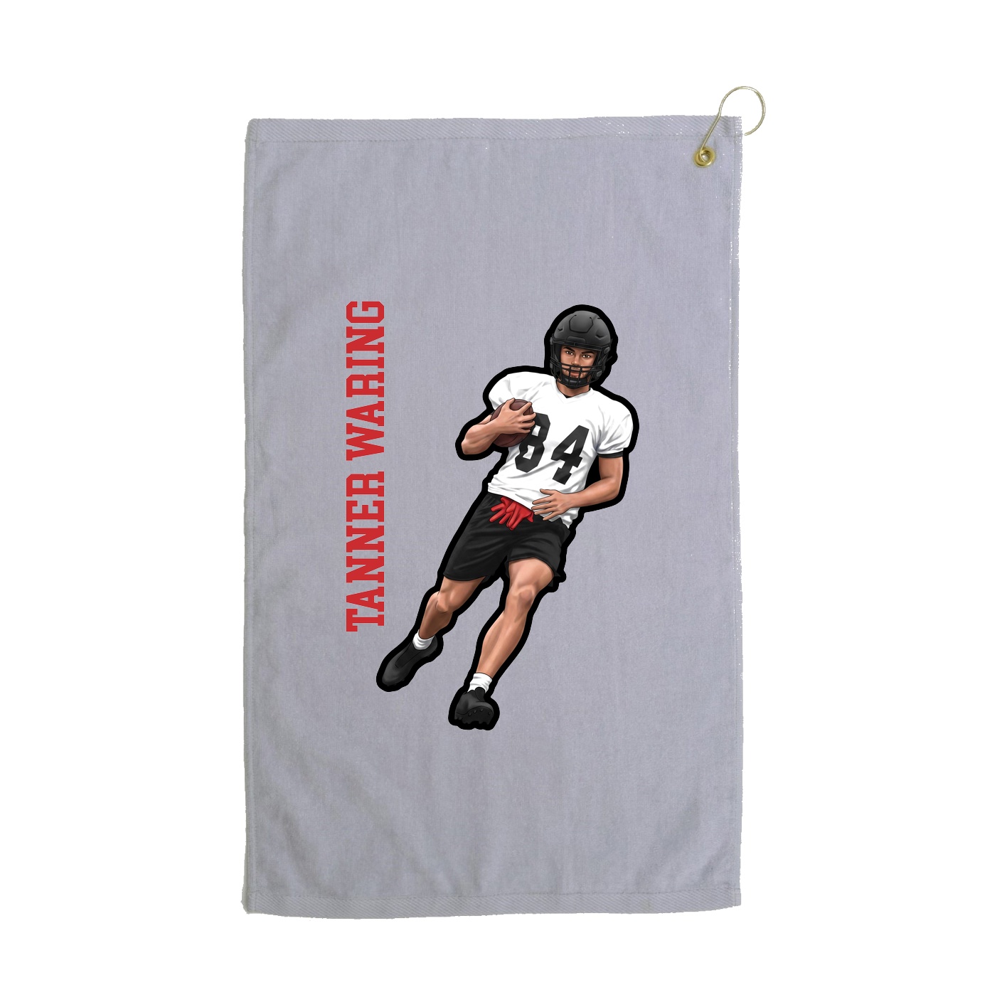 Golf Towel — Name Vertical in Grey