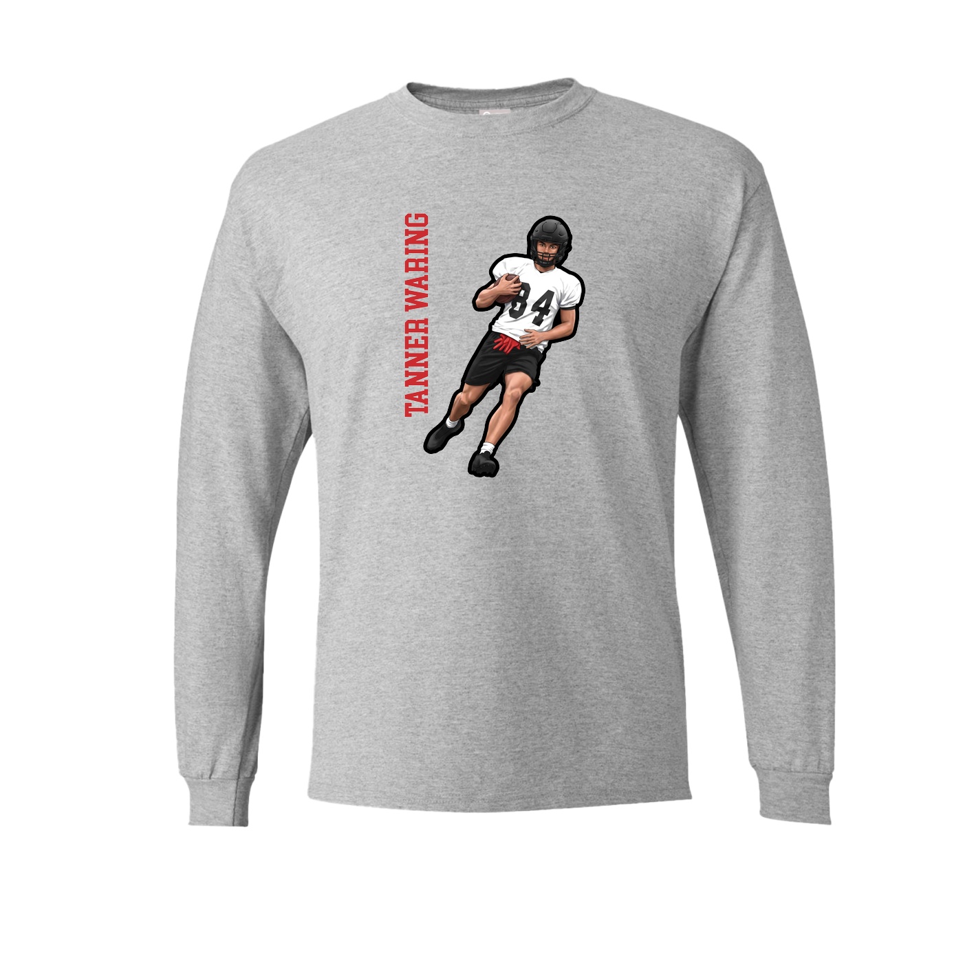 Long Sleeve Tee — Name Vertical in Grey