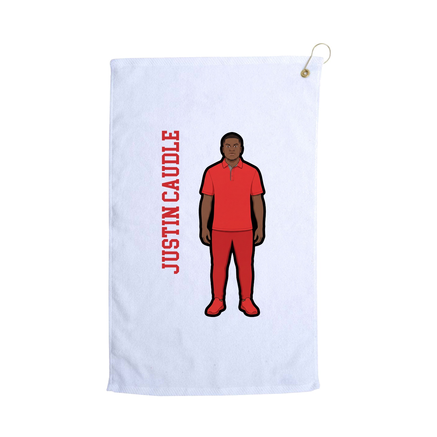 Golf Towel — Name Vertical in White