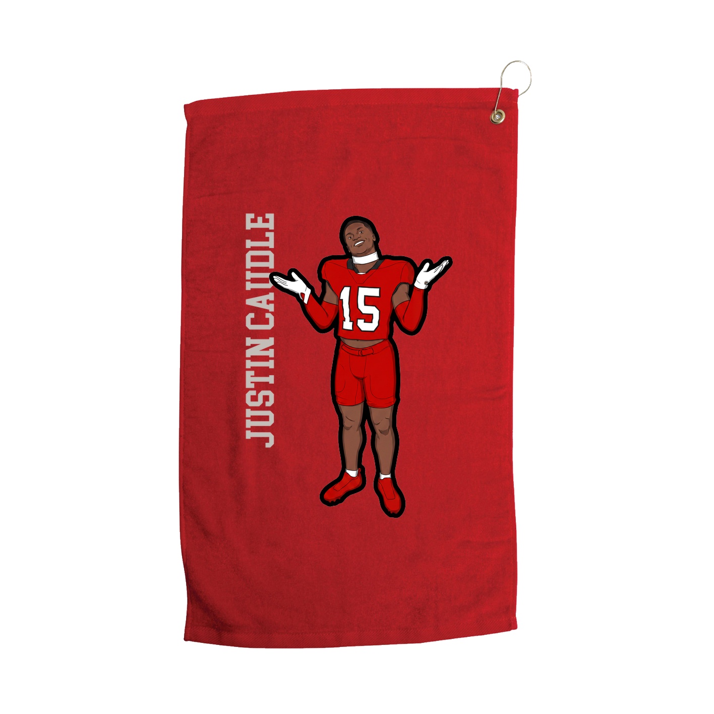 Golf Towel — Name Vertical in Red