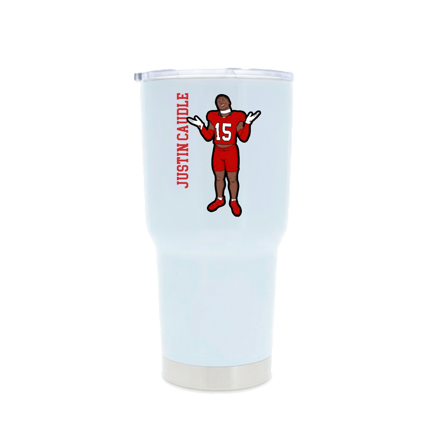 30oz Stainless Steel Tumbler — Name Vertical in White