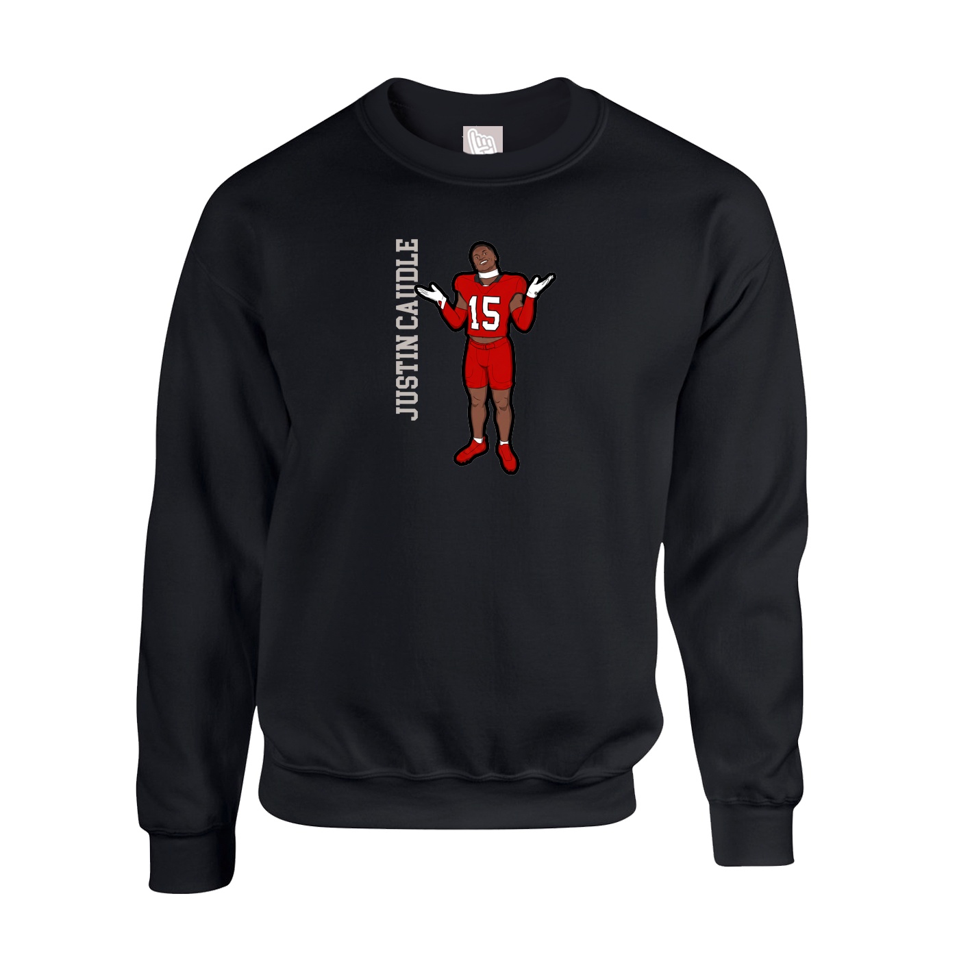Fleece Crew — Name Vertical in Black