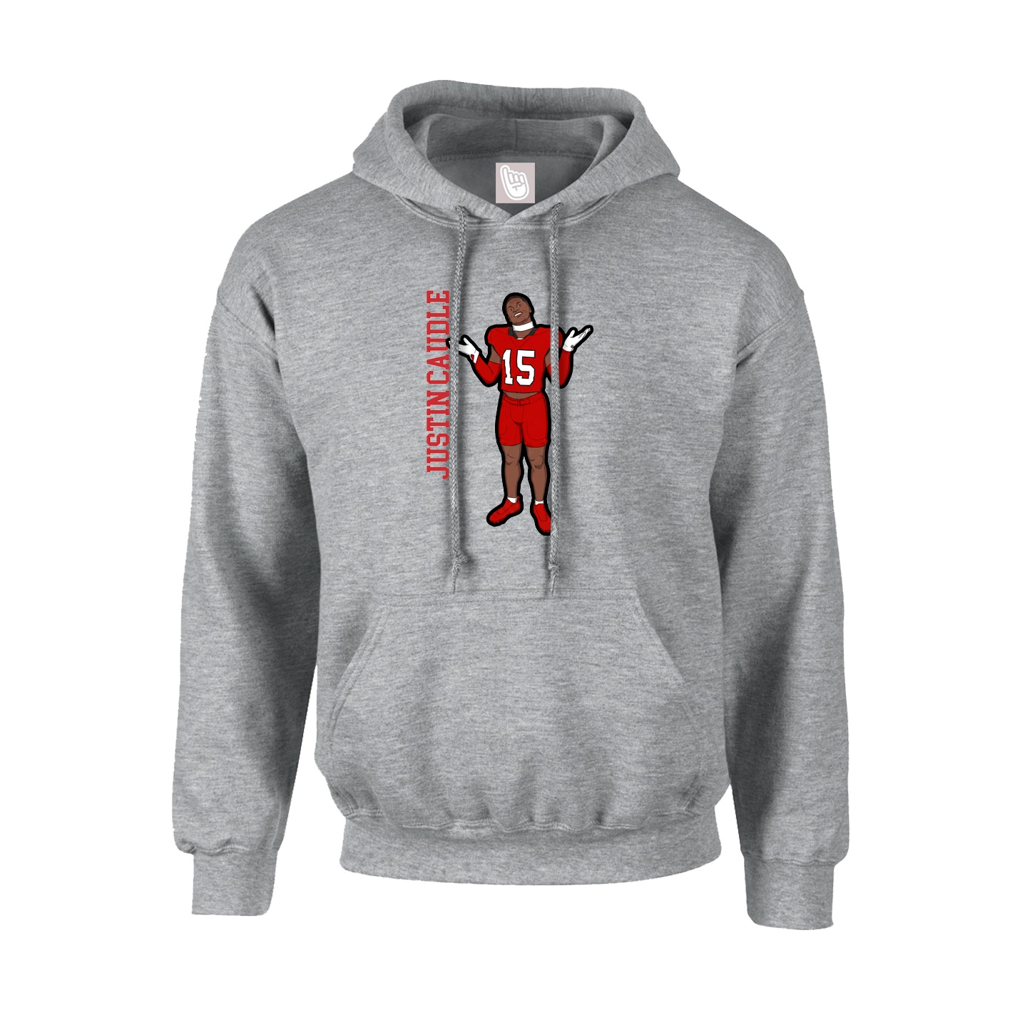 Youth Hoodie — Name Vertical in Grey