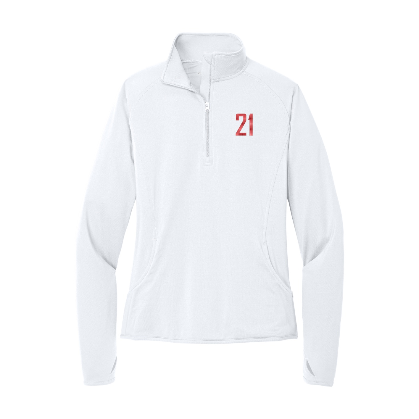 Women's Q-Zip Pullover — Front Shirsy in White