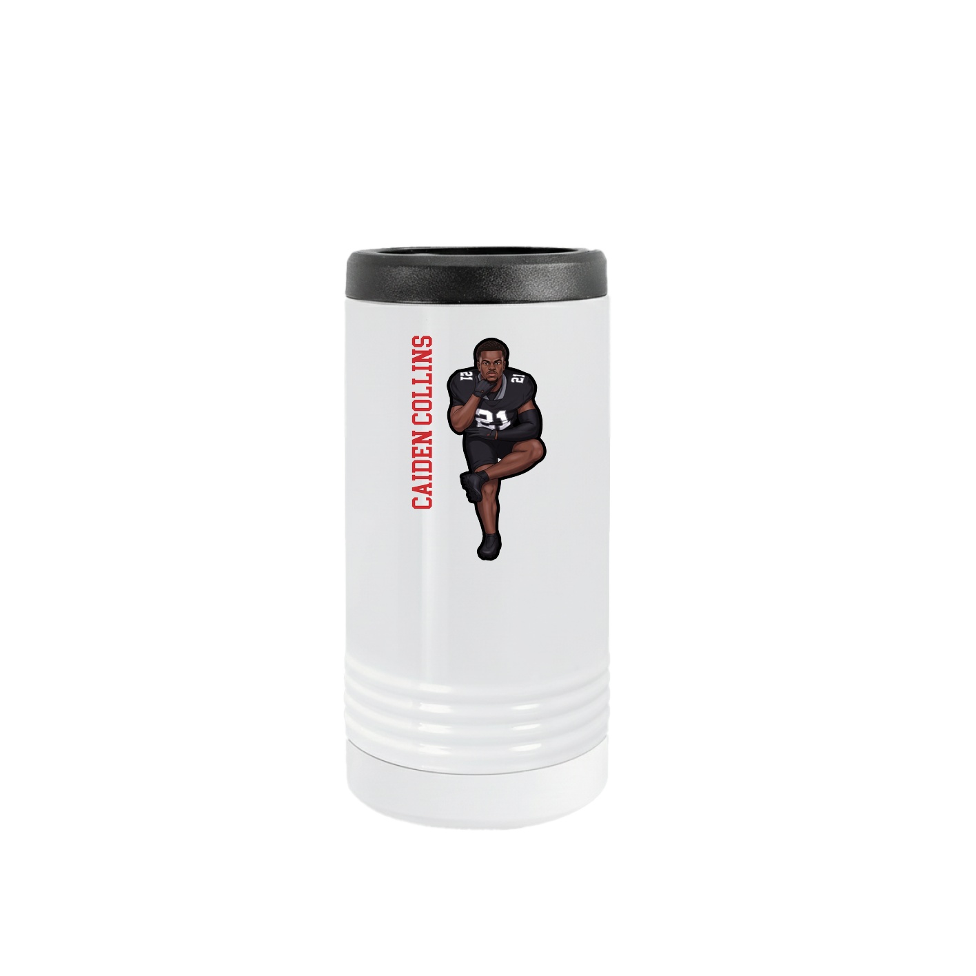 Slim Beverage Holder — Name Vertical in White