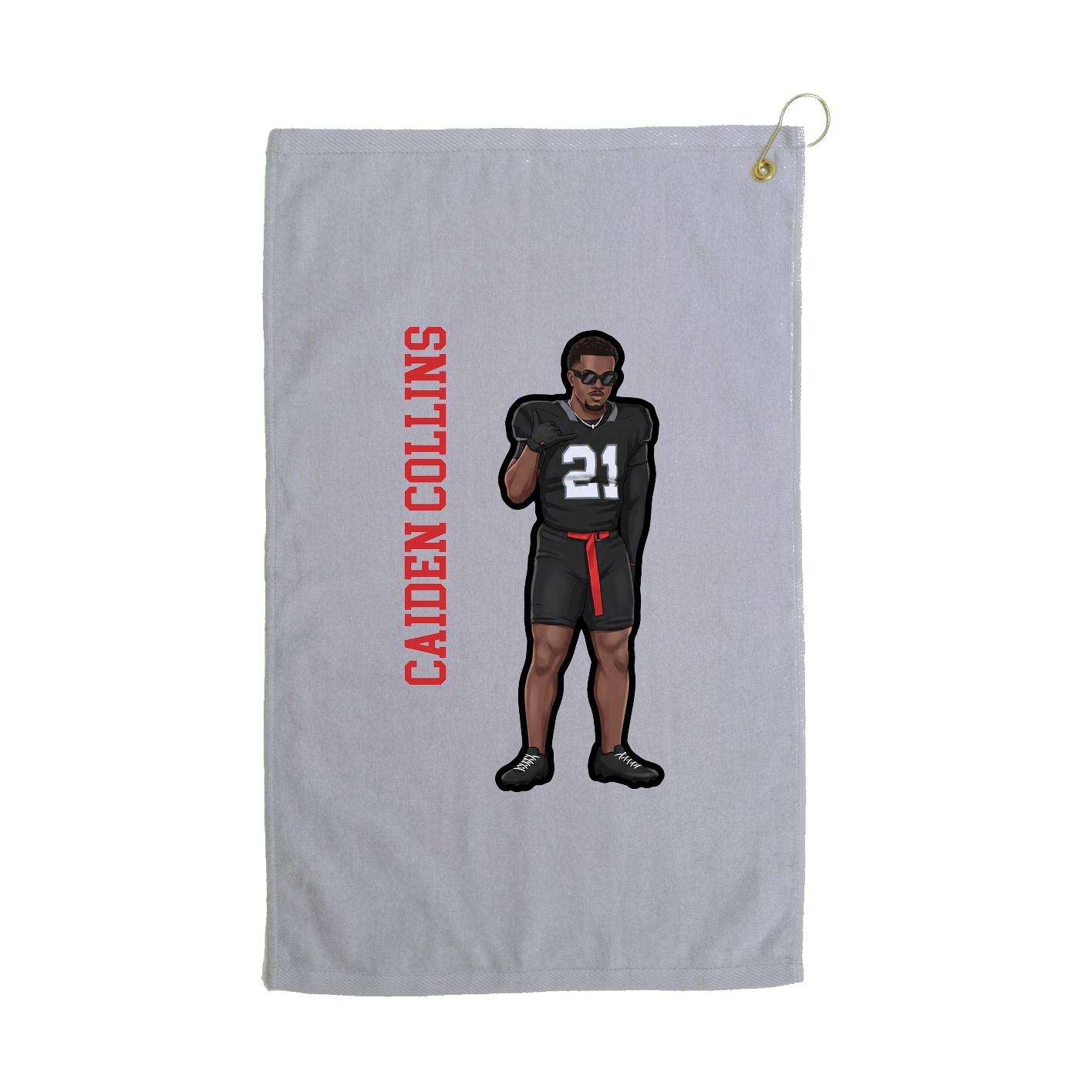Golf Towel — Name Vertical in Grey