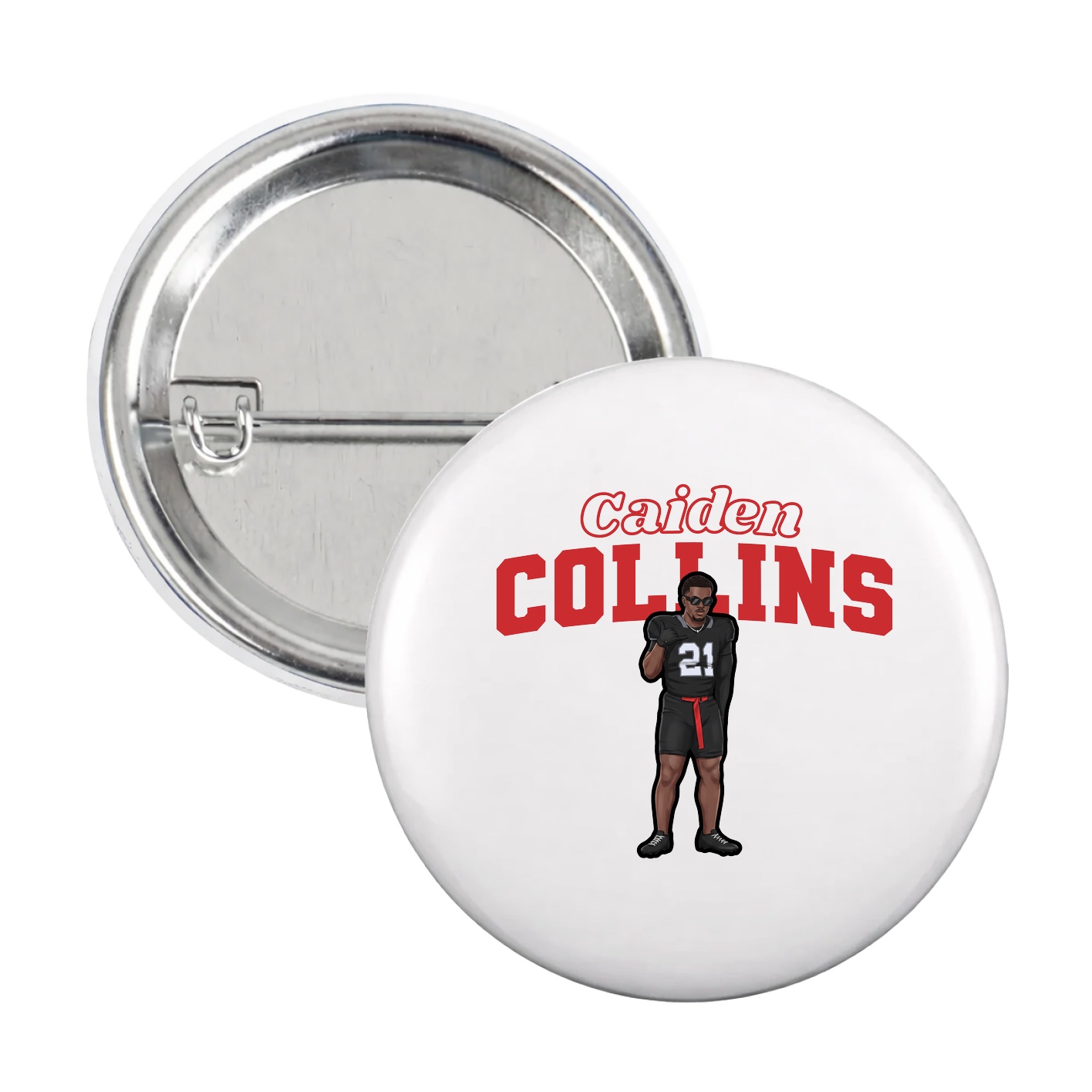 Game Day Button — Name Arch in White