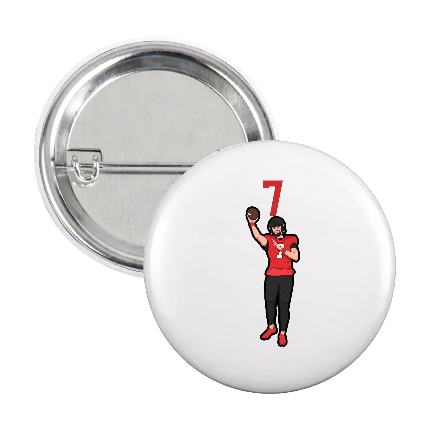 Game Day Button — Number Top in White