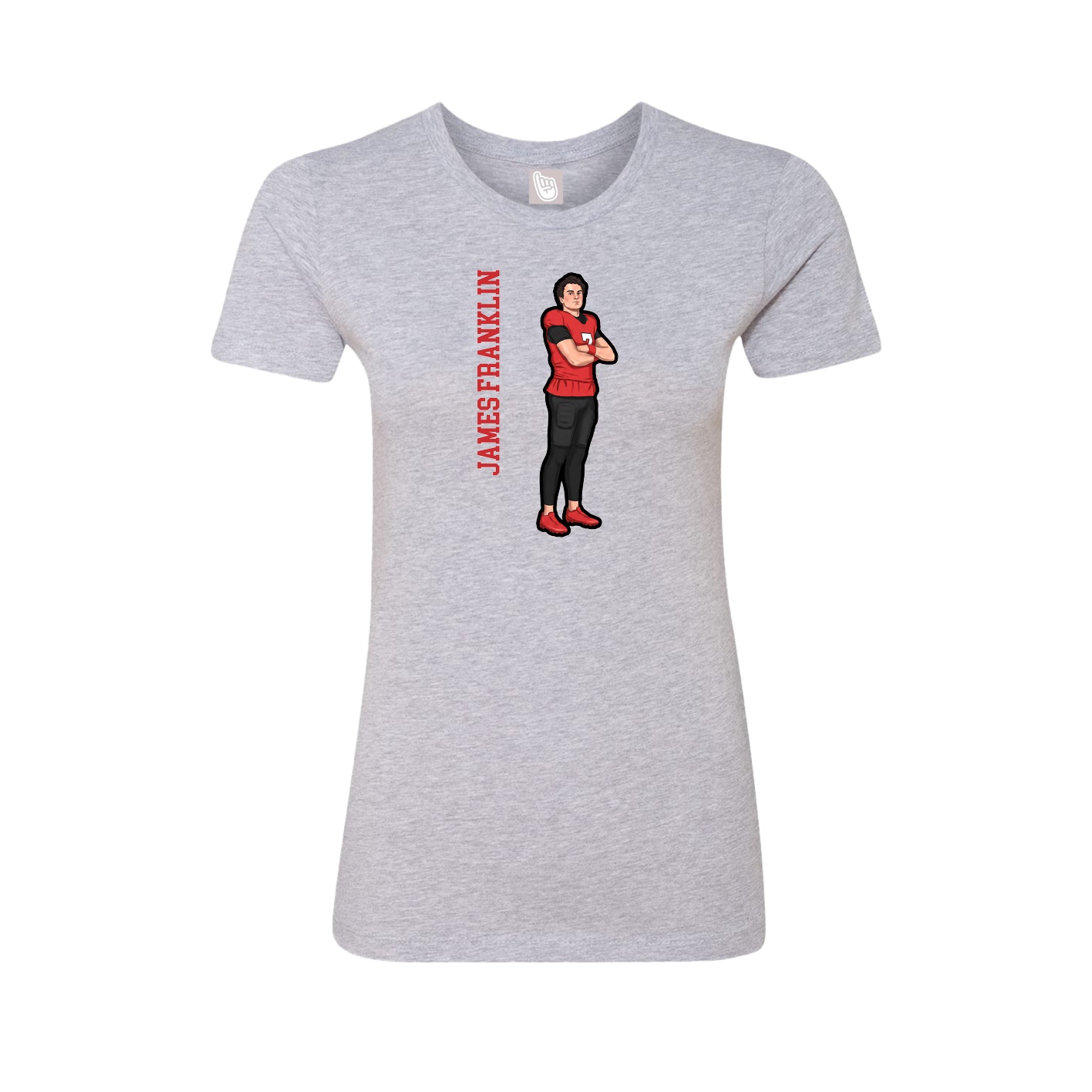 Fitted Women's Tee — Name Vertical in Grey
