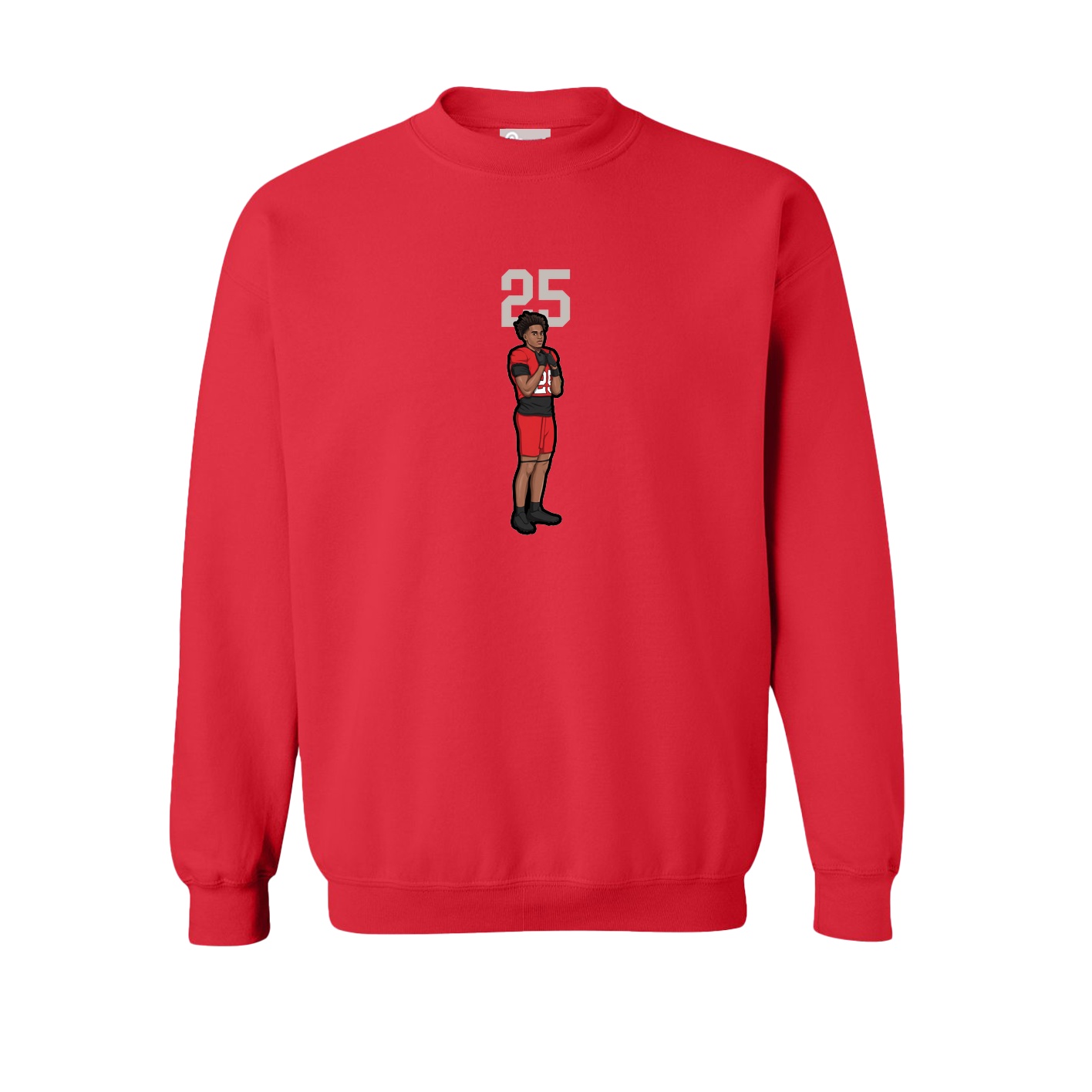 Fleece Crew — Number Top in Red