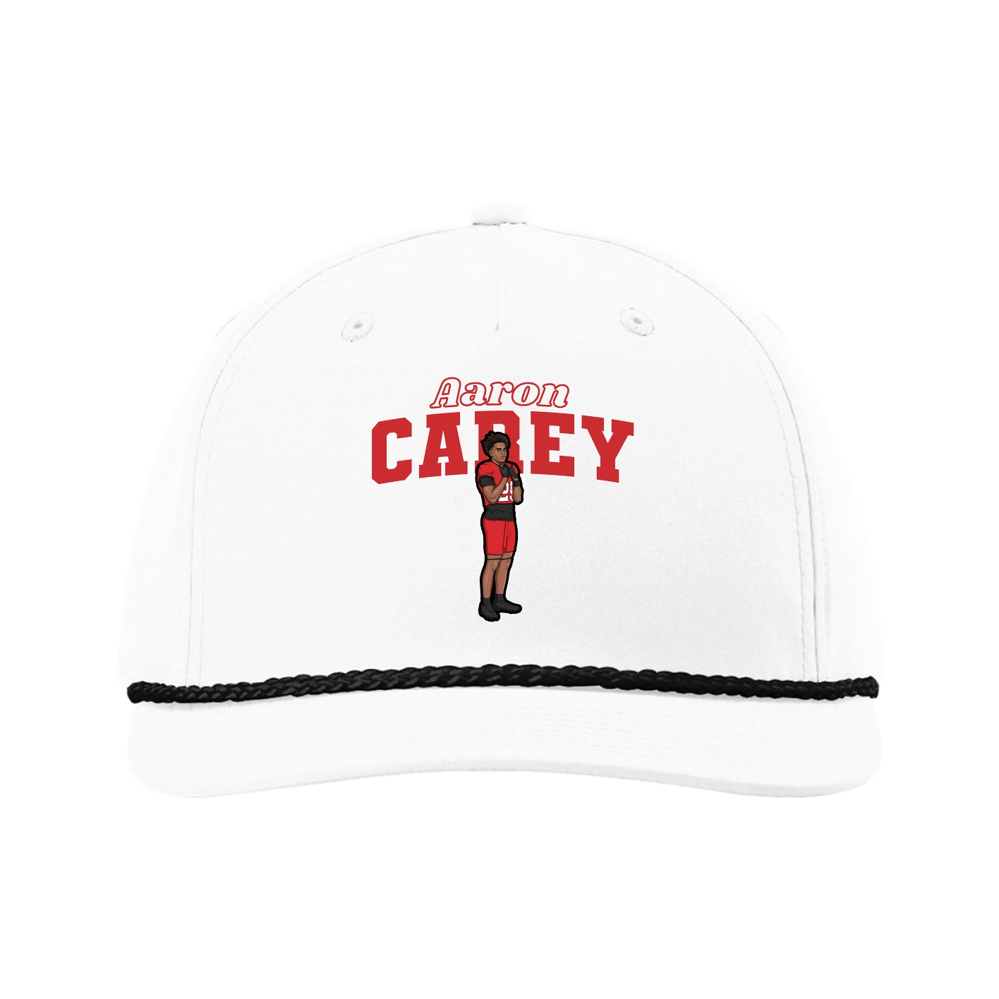 Five-Panel Classic Rope Cap — Name Arch in White