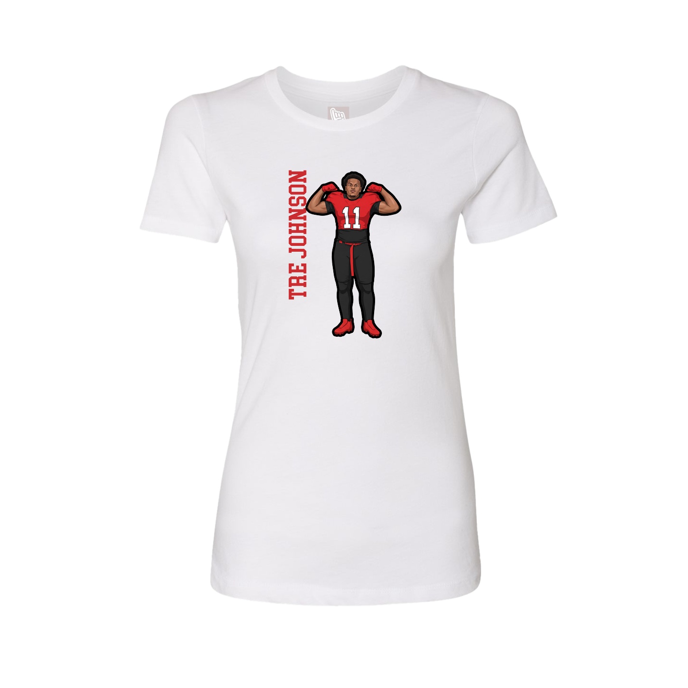 Fitted Women's Tee — Name Vertical in White