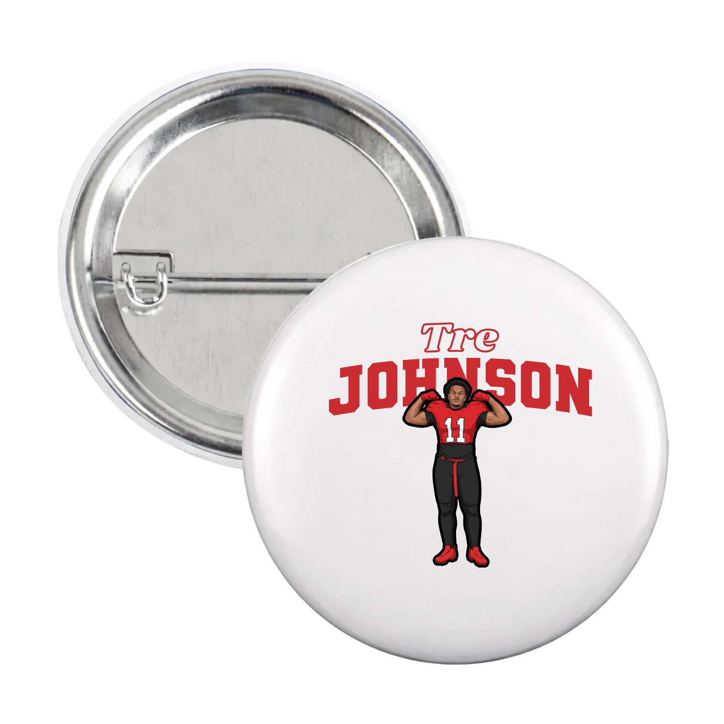 Game Day Button — Name Arch in White