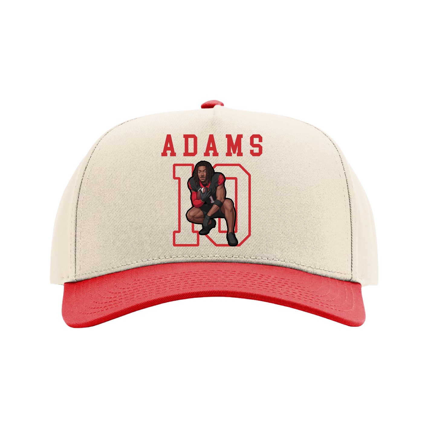 Full Fabric Five-Panel Champ Cap — Shirsey in Cream/Red