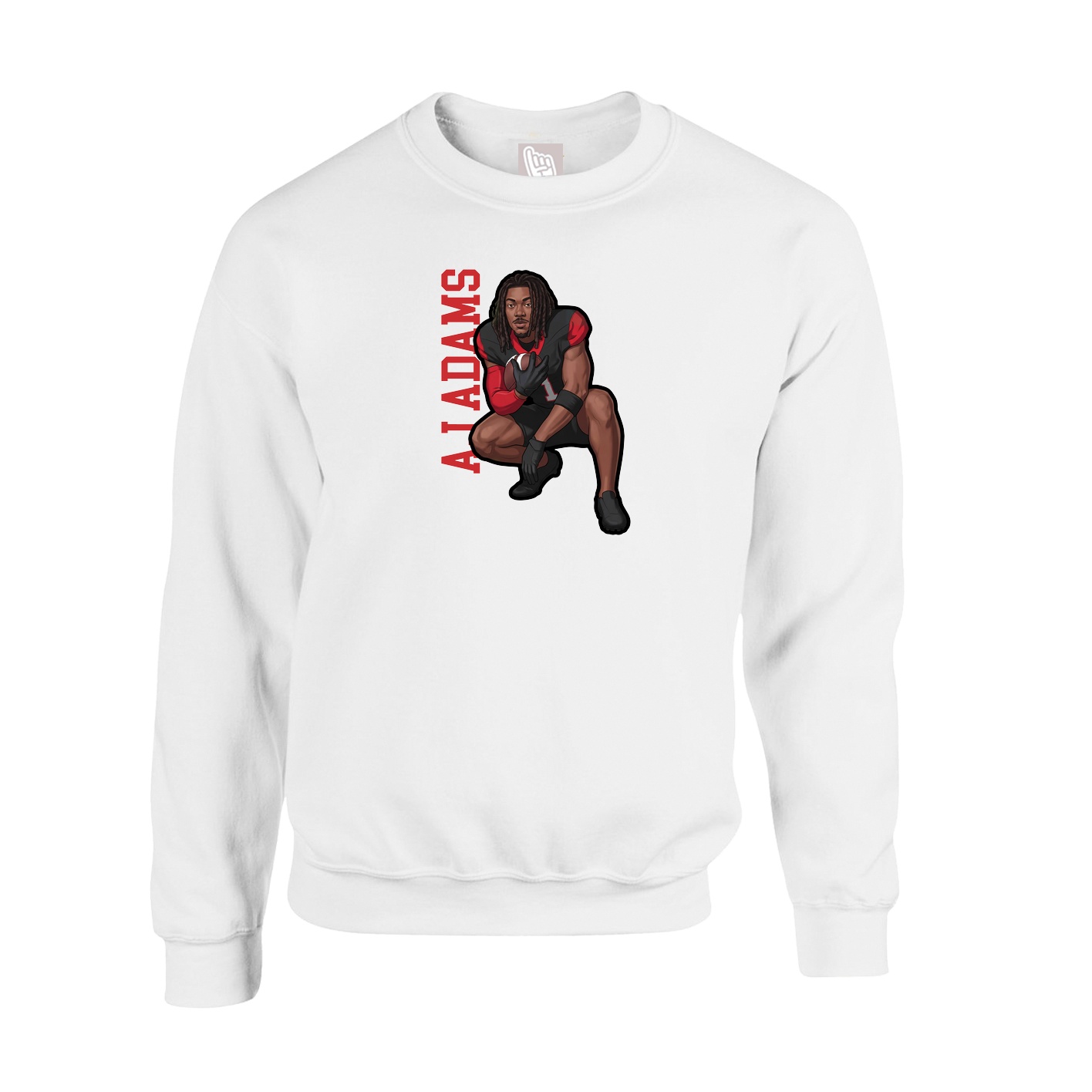Fleece Crew — Name Vertical in White