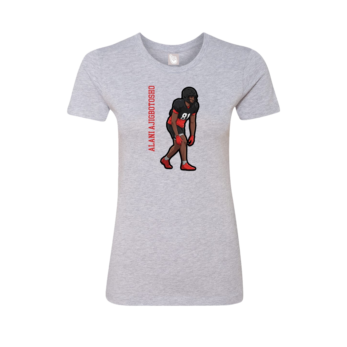 Fitted Women's Tee — Name Vertical in Grey