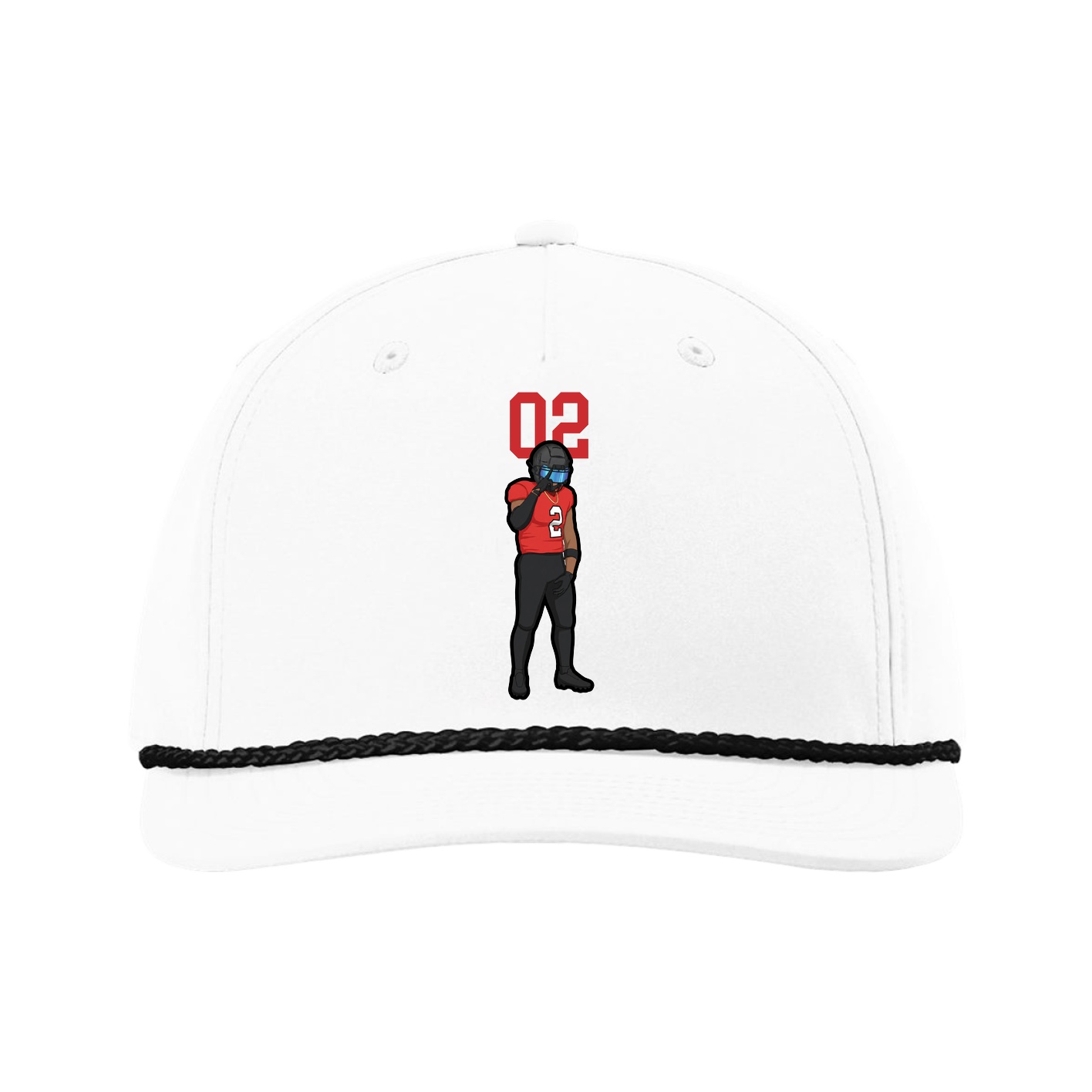 Five-Panel Classic Rope Cap — Number Top in White
