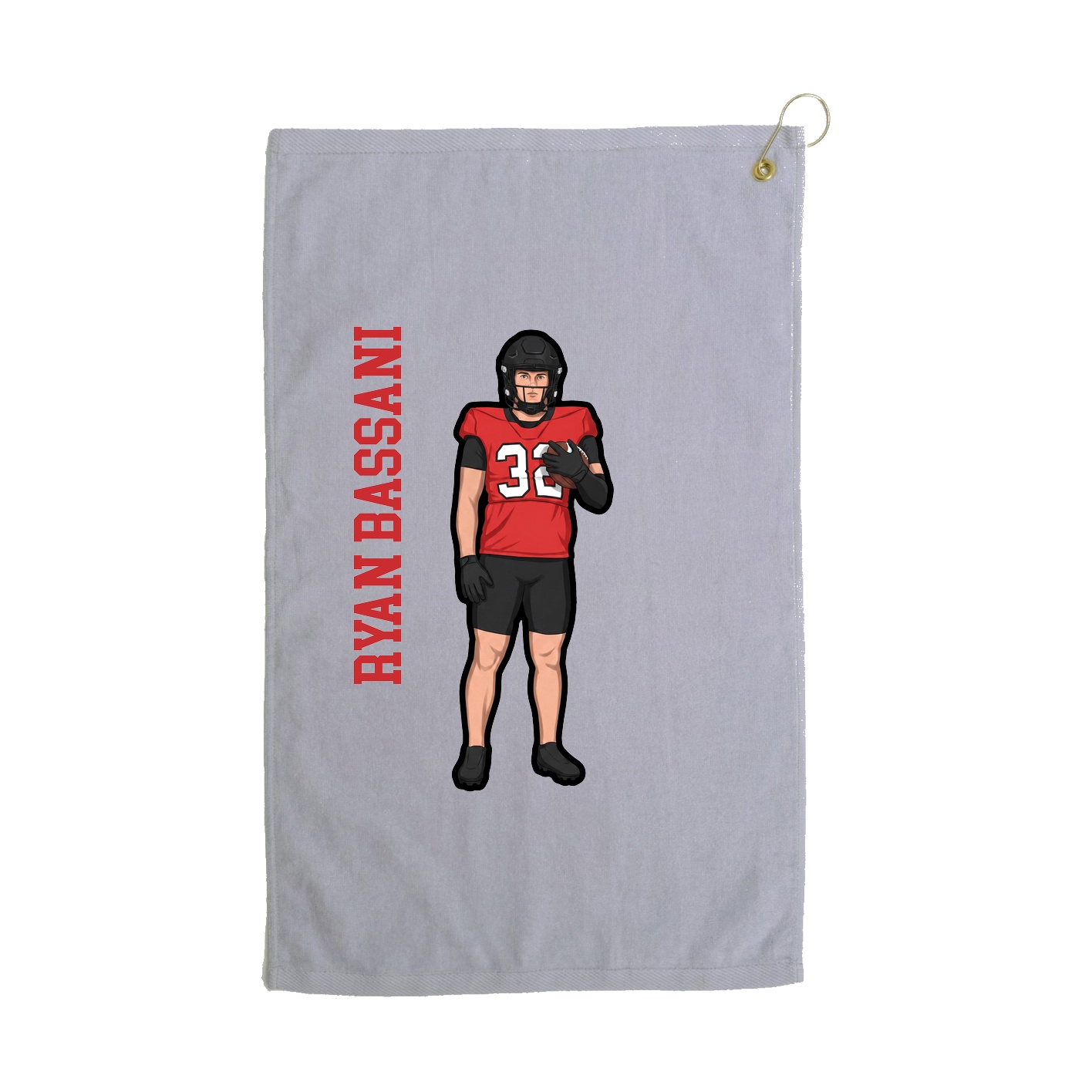 Golf Towel — Name Vertical in Grey