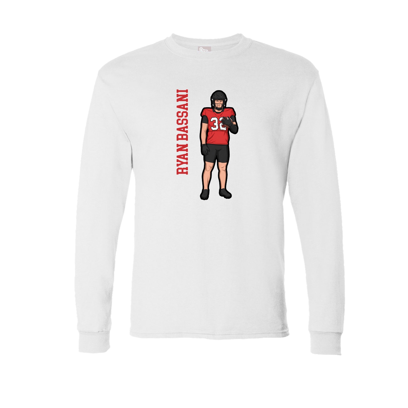 Long Sleeve Tee — Name Vertical in White