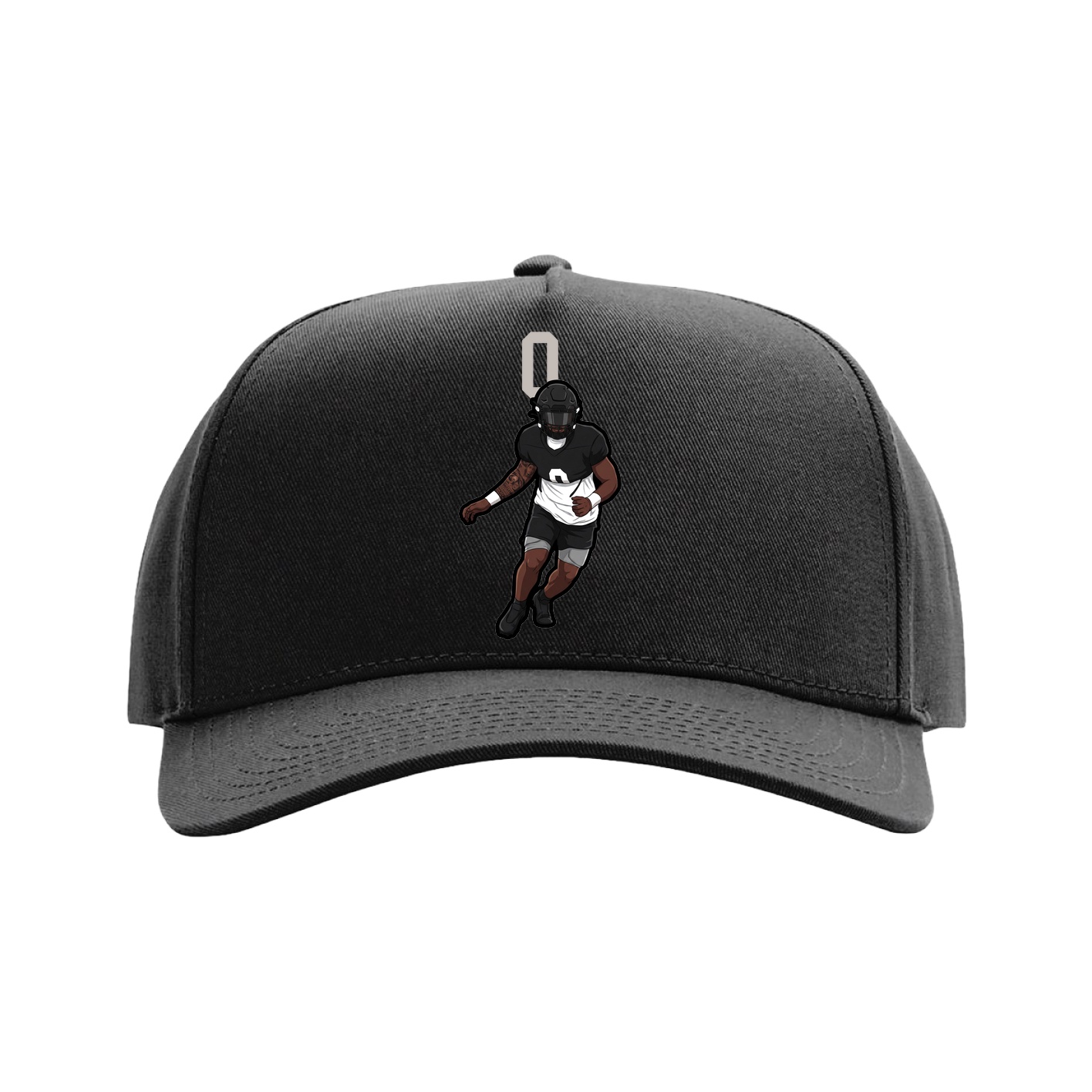Full Fabric Five-Panel Champ Cap — Number Top in Black