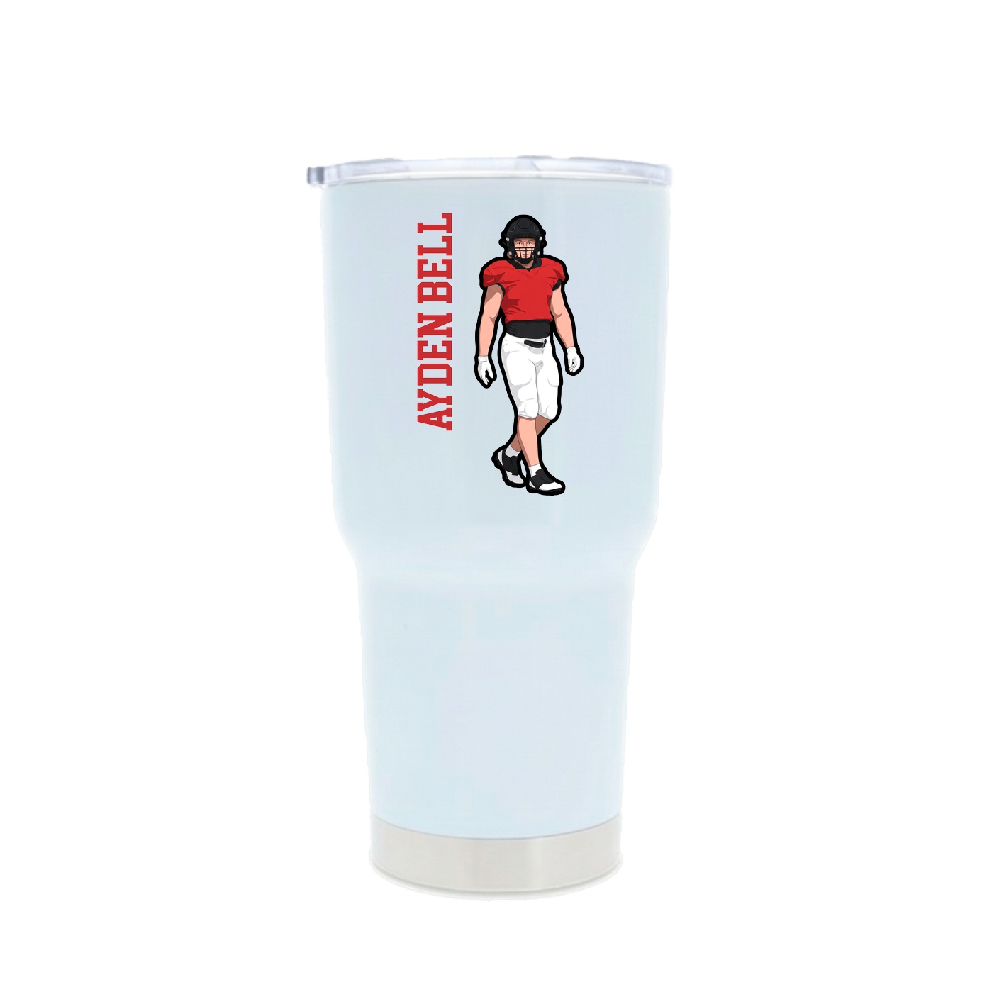 30oz Stainless Steel Tumbler — Name Vertical in White