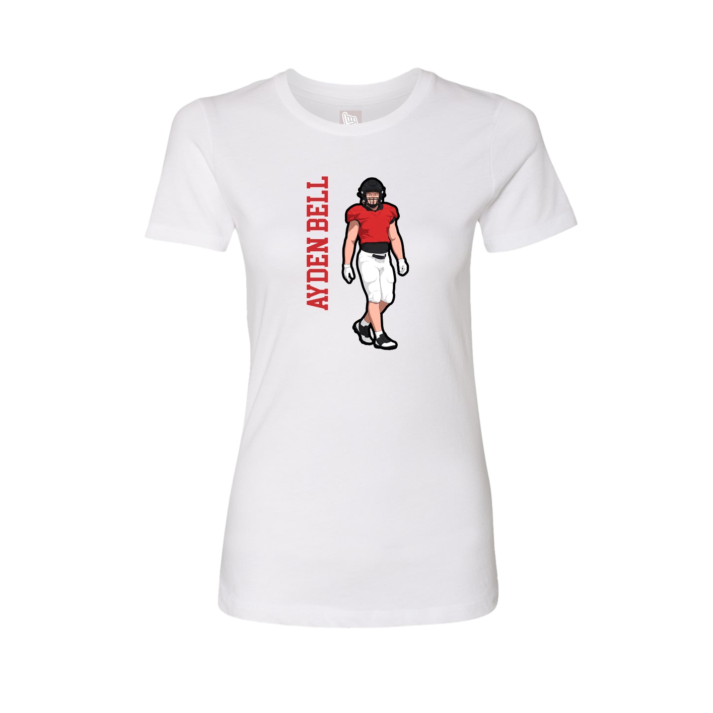 Fitted Women's Tee — Name Vertical in White