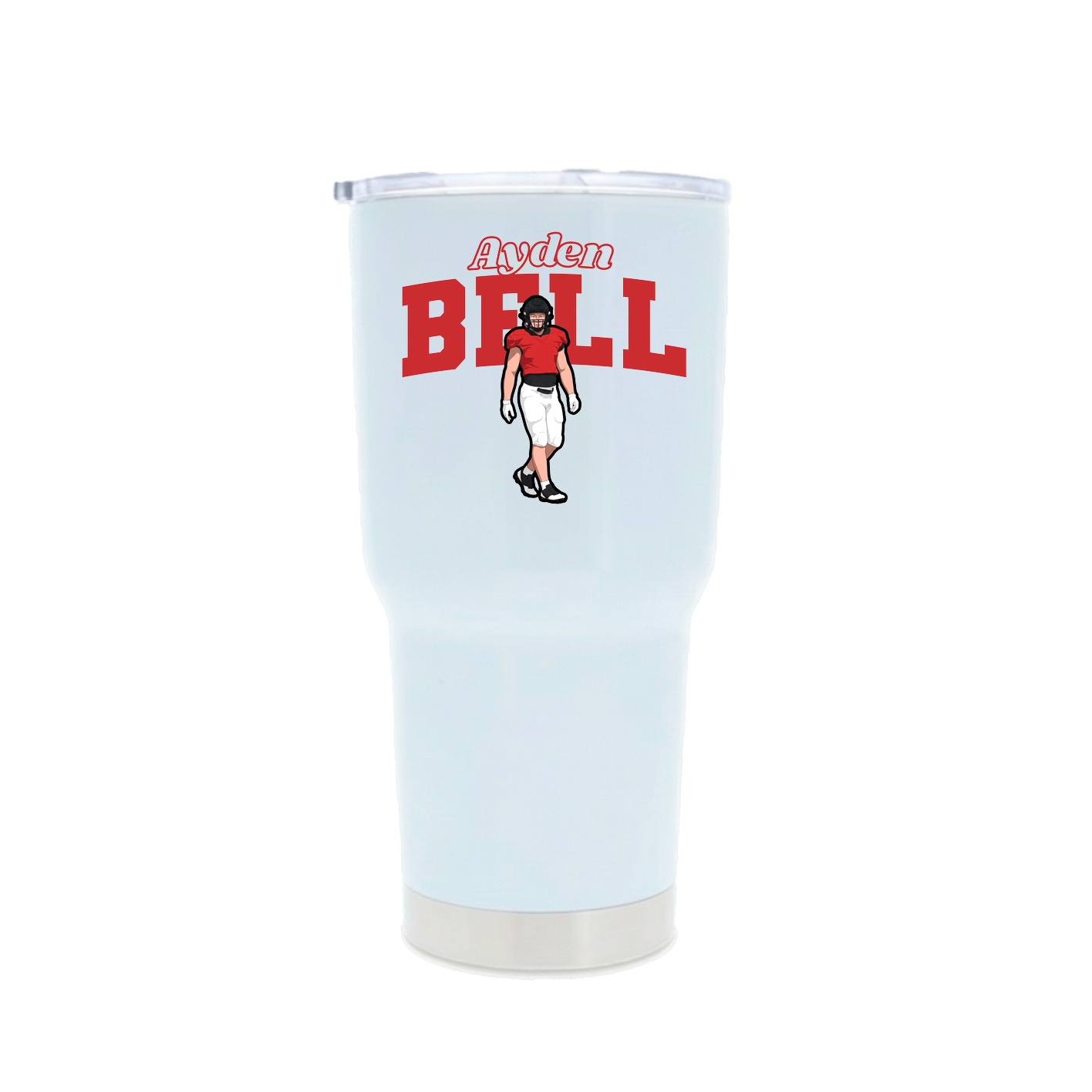 30oz Stainless Steel Tumbler — Name Arch in White