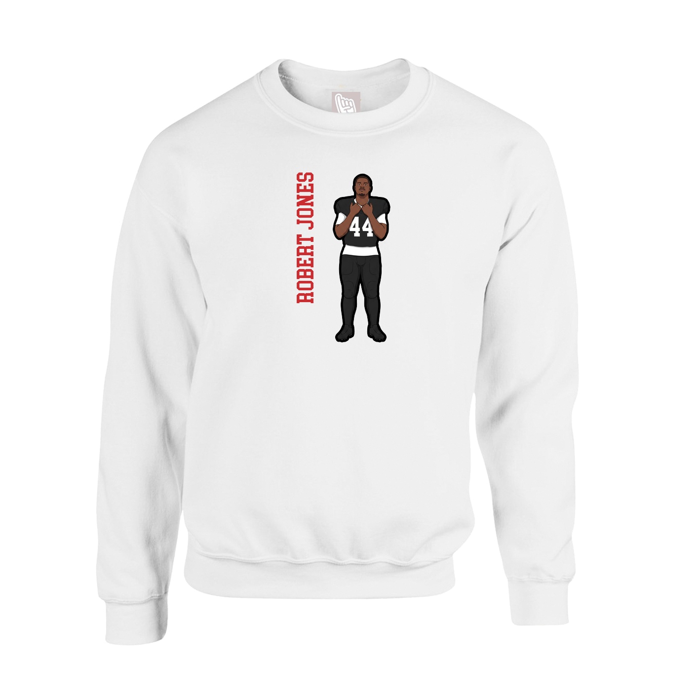 Fleece Crew — Name Vertical in White
