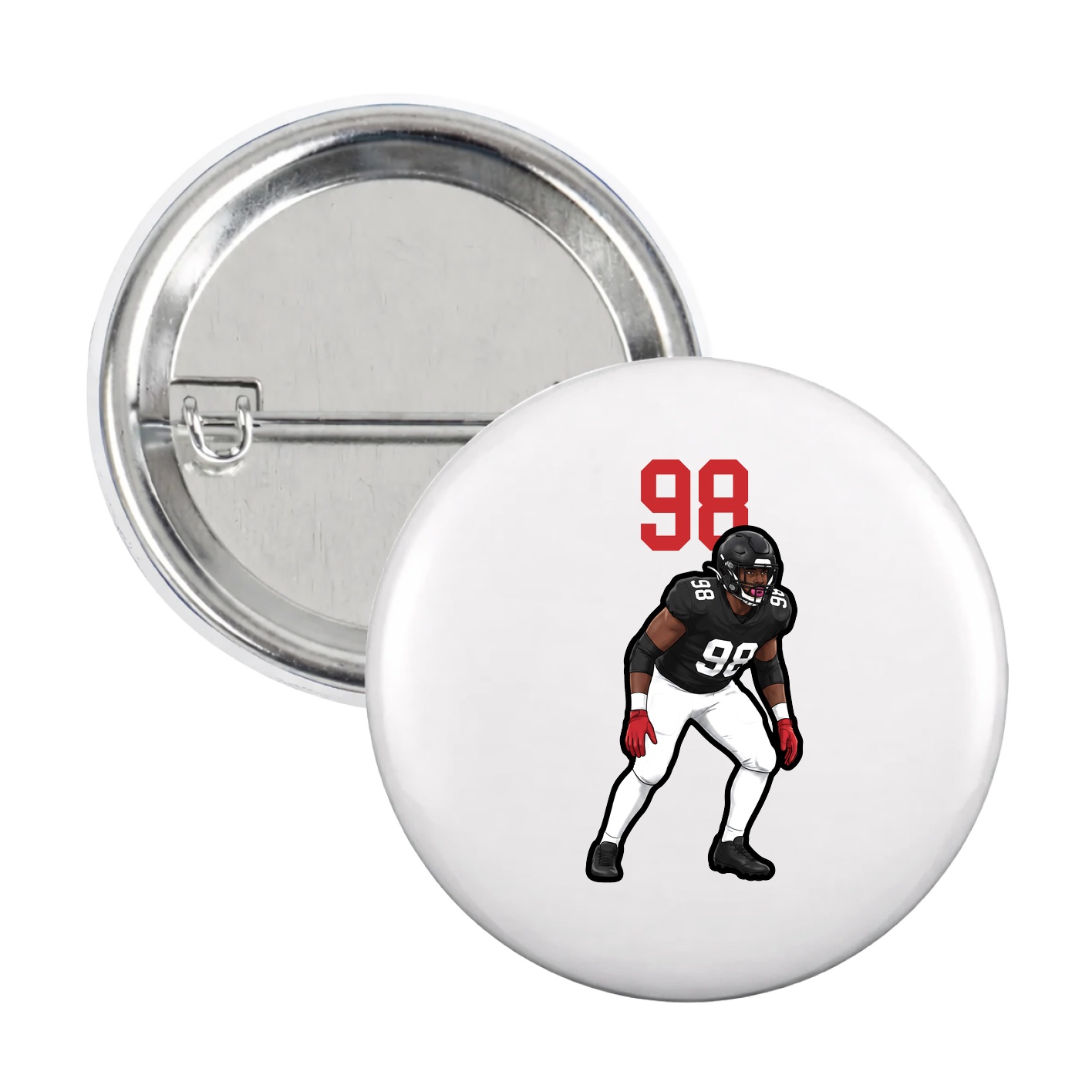 Game Day Button — Number Top in White