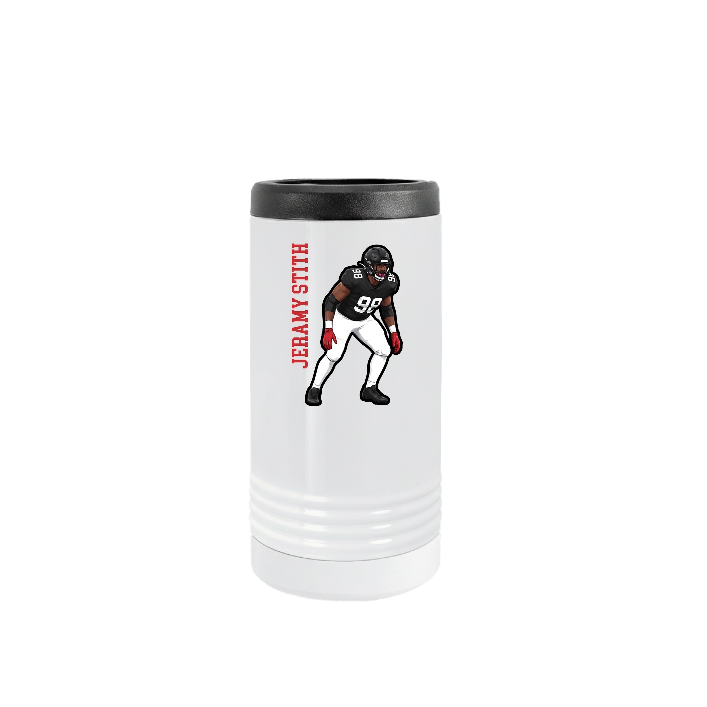 Slim Beverage Holder — Name Vertical in White