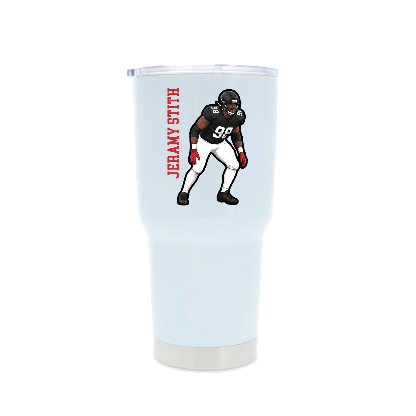 30oz Stainless Steel Tumbler — Name Vertical in White