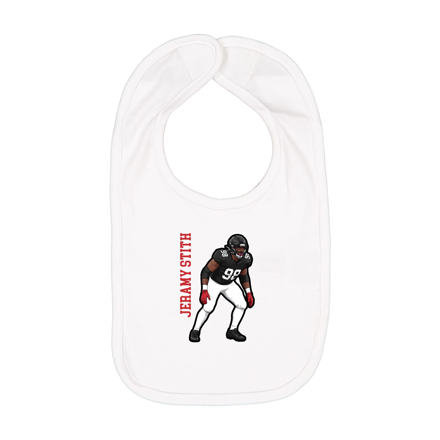 Infant Bib — Name Vertical in White