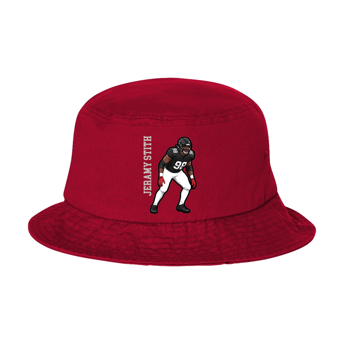 Bucket Cap — Name Vertical in Red