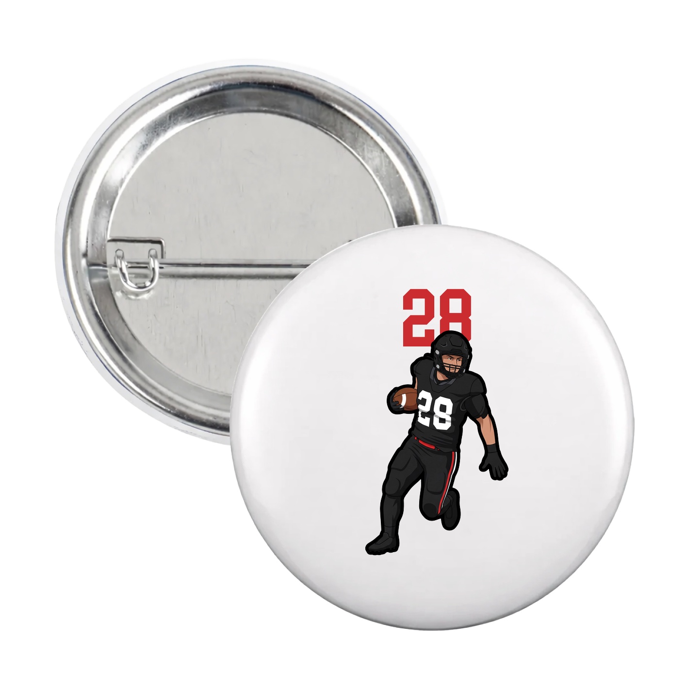Game Day Button — Number Top in White
