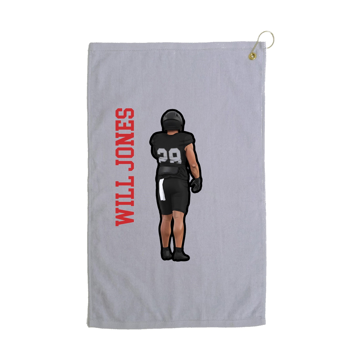 Golf Towel — Name Vertical in Grey