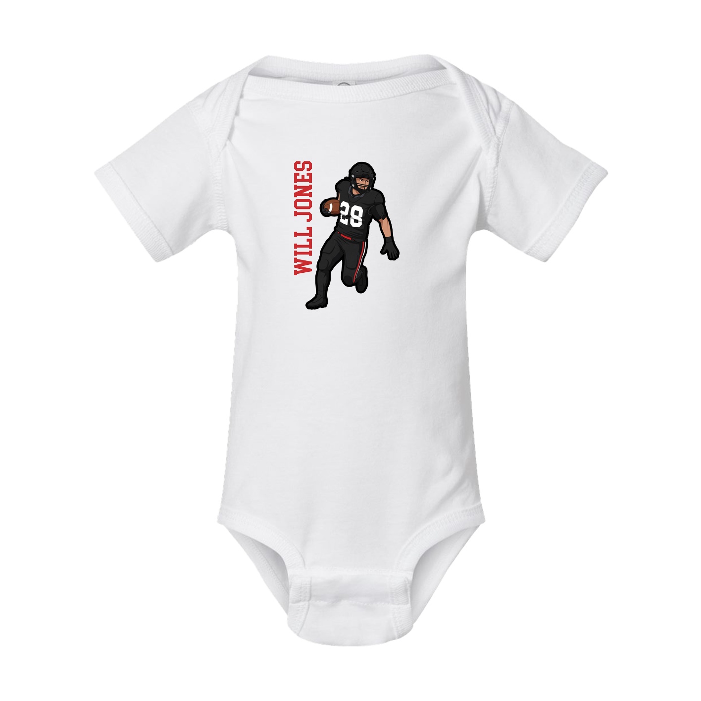 Baby Onesie — Name Vertical in White