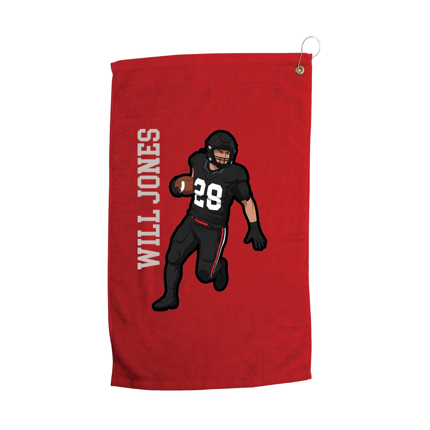 Golf Towel — Name Vertical in Red