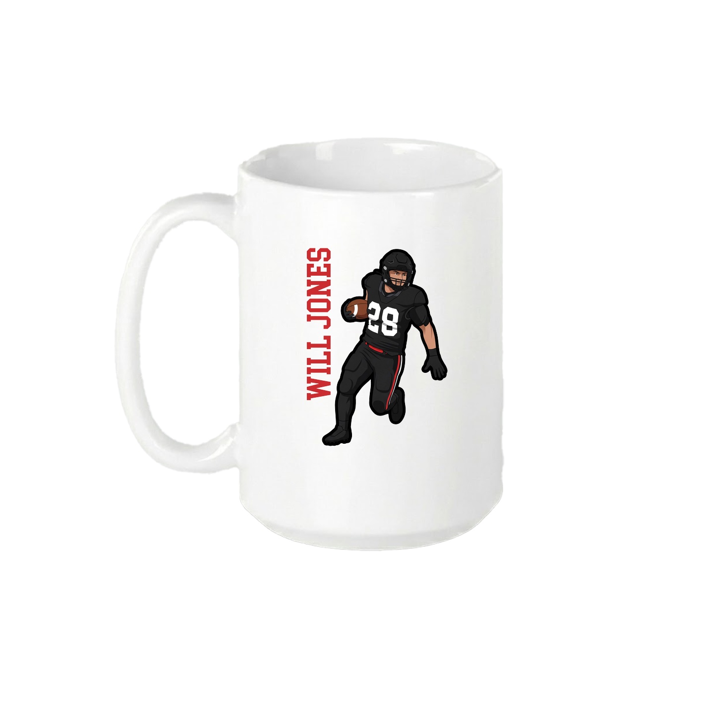 15oz Coffee Mug — Name Vertical in White